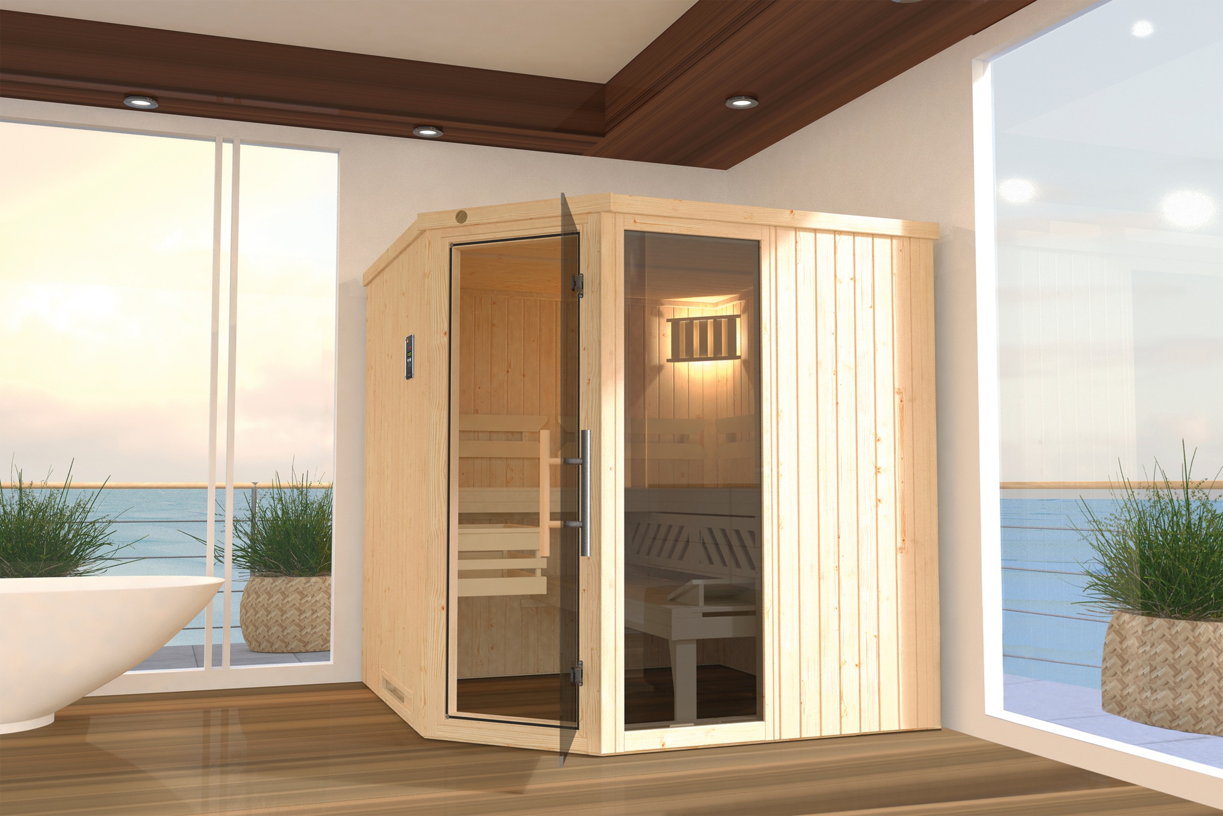 weka Sauna »Varberg 3«, 7,5 kW Ofen mit ext. Steuerung