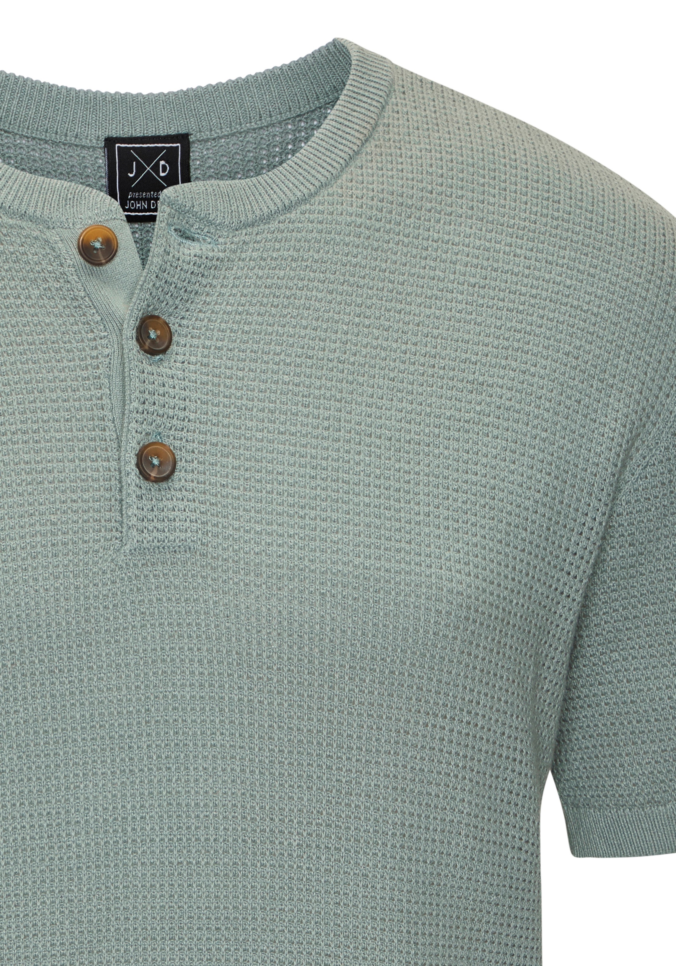 John Devin Henleyshirt »- Strickshirt« Rundhalsausschnitt mit kleiner Knopfleiste