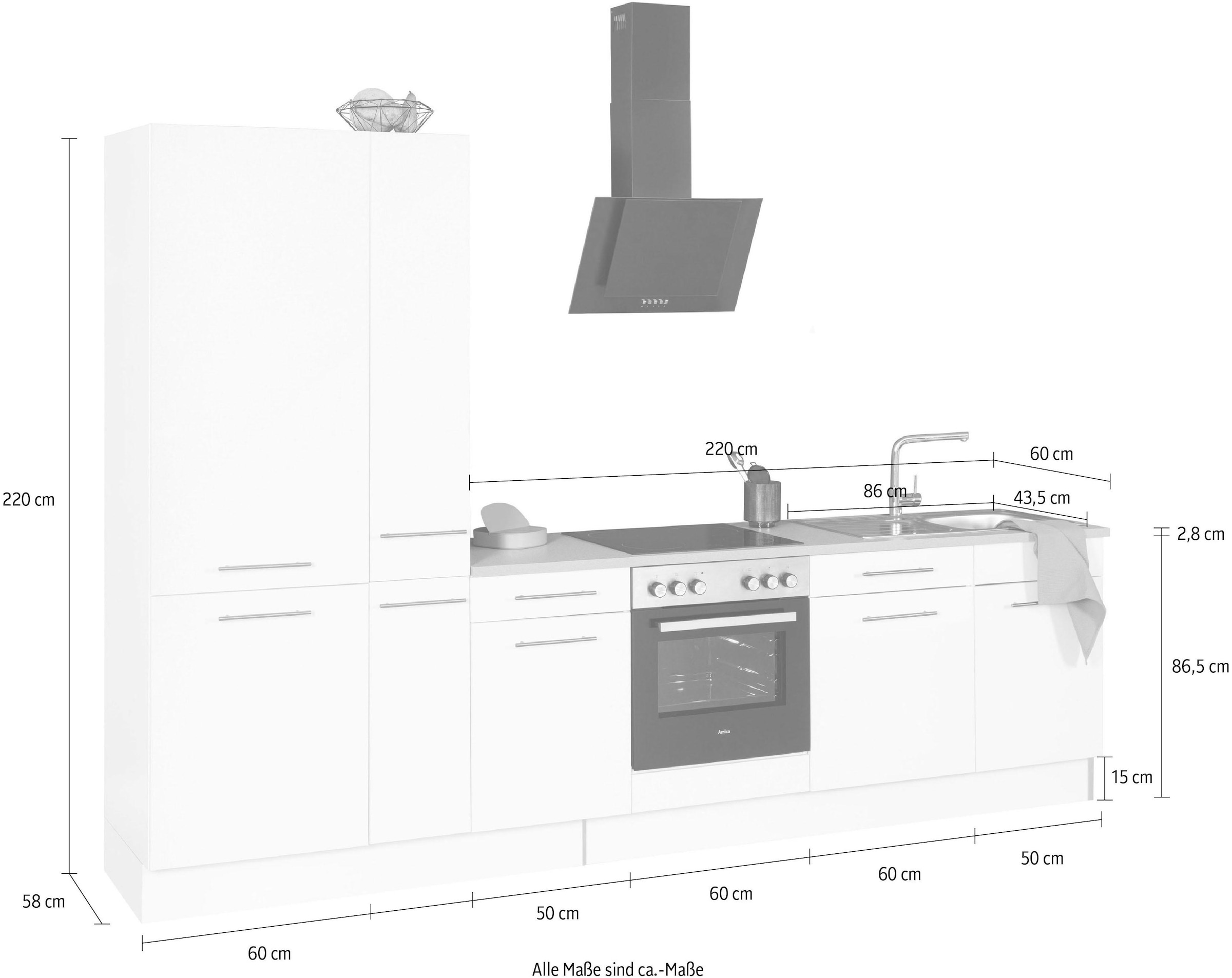 wiho Küchen Küchenzeile »Ela«, Breite 220 cm, Soft-Close-Funktion, höhenverstellbare  Füße bestellen online bei OTTO