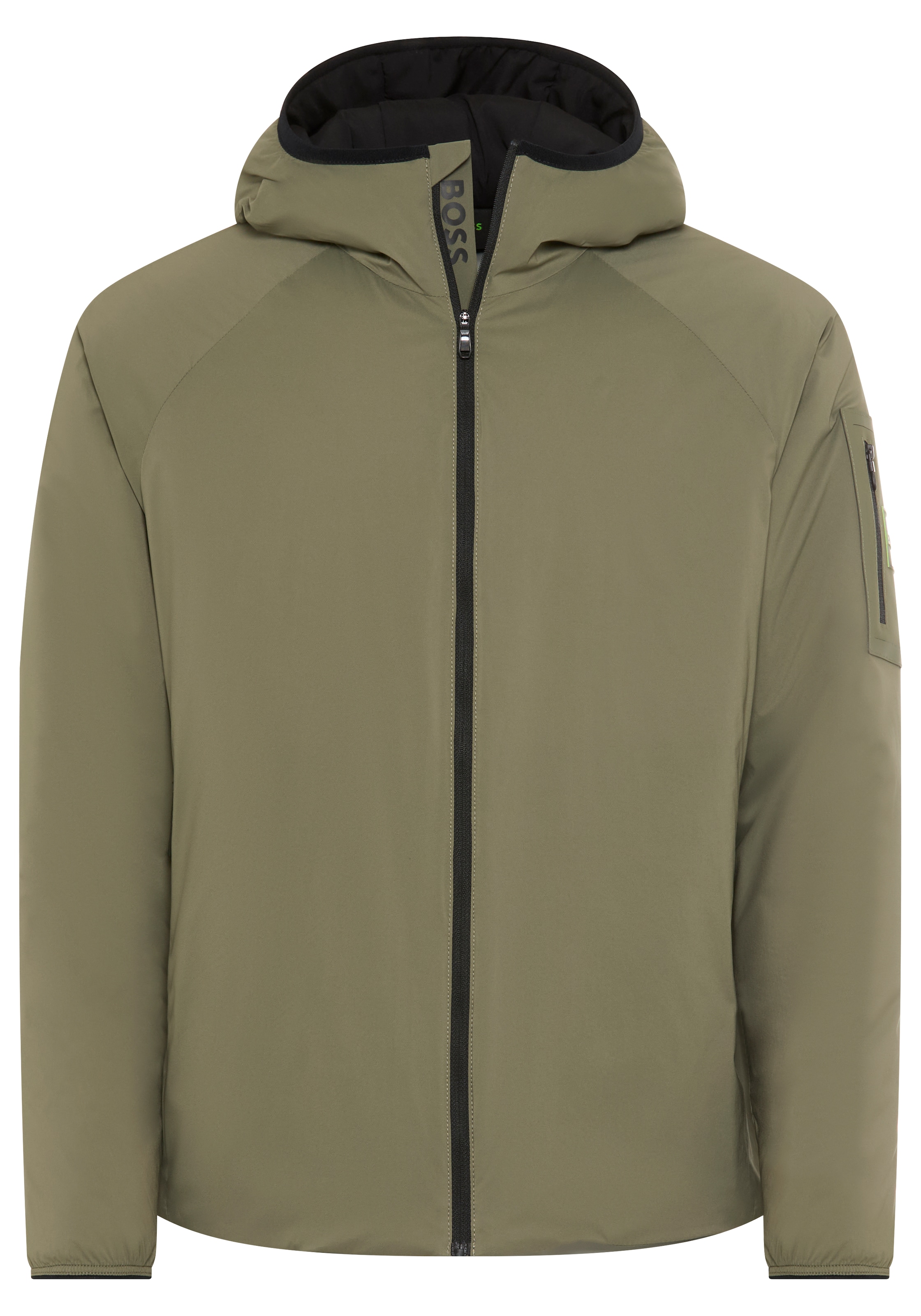 BOSS GREEN Outdoorjacke mit Kapuze leicht wattiert, 4-Wege-Stretch-Qualität, Regular Fit