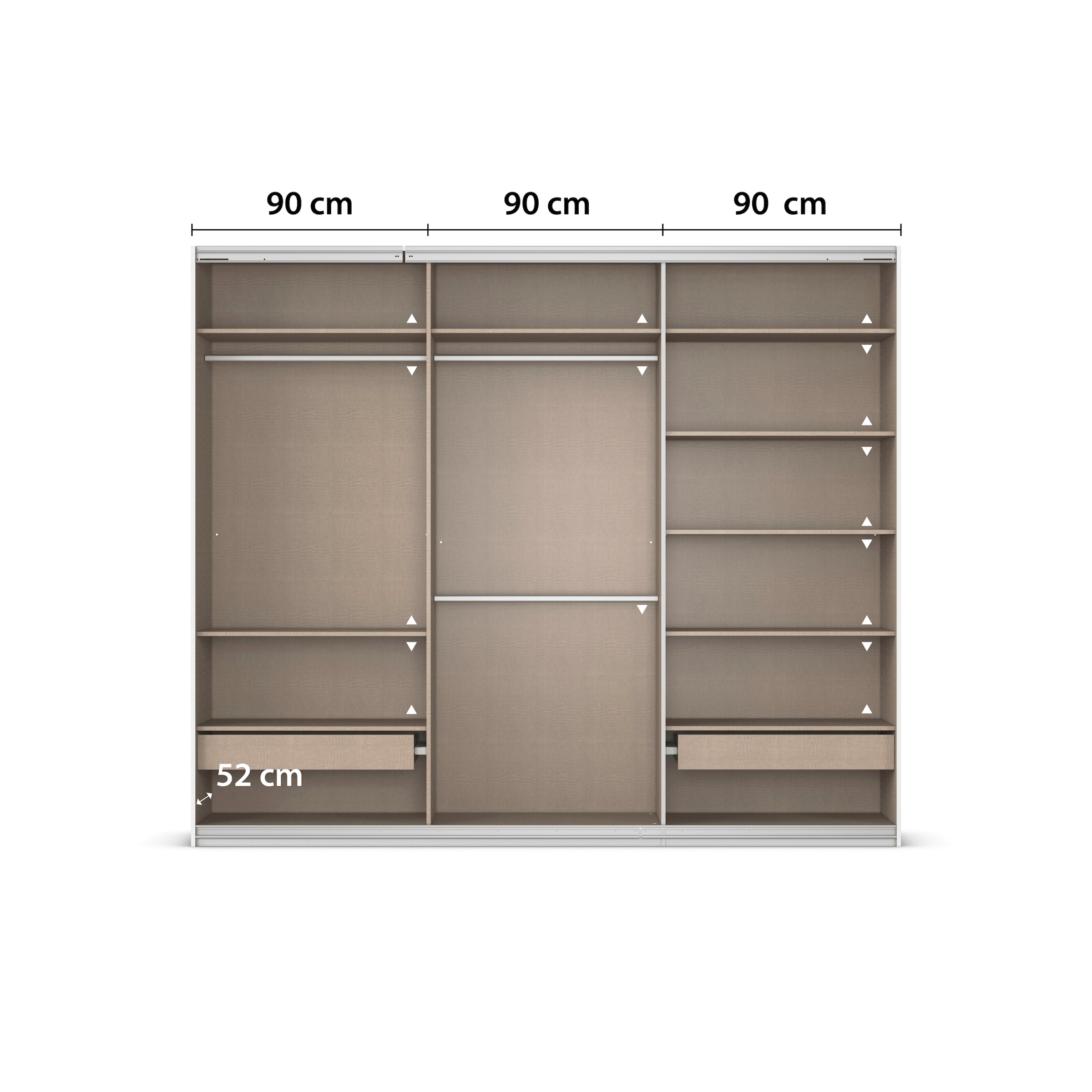 rauch Kleiderschrank »Schwebetürenschrank Garderobe Schrank TOP ANGEBOT Avola«, (in 3 verschiedenen Ausstattungen BASIC/CLASSIC/PREMIUM inkl. Spiegel), mit eleganten Zierleisten in Chrom, Schwarz oder Weiß MADE IN GERMANY
