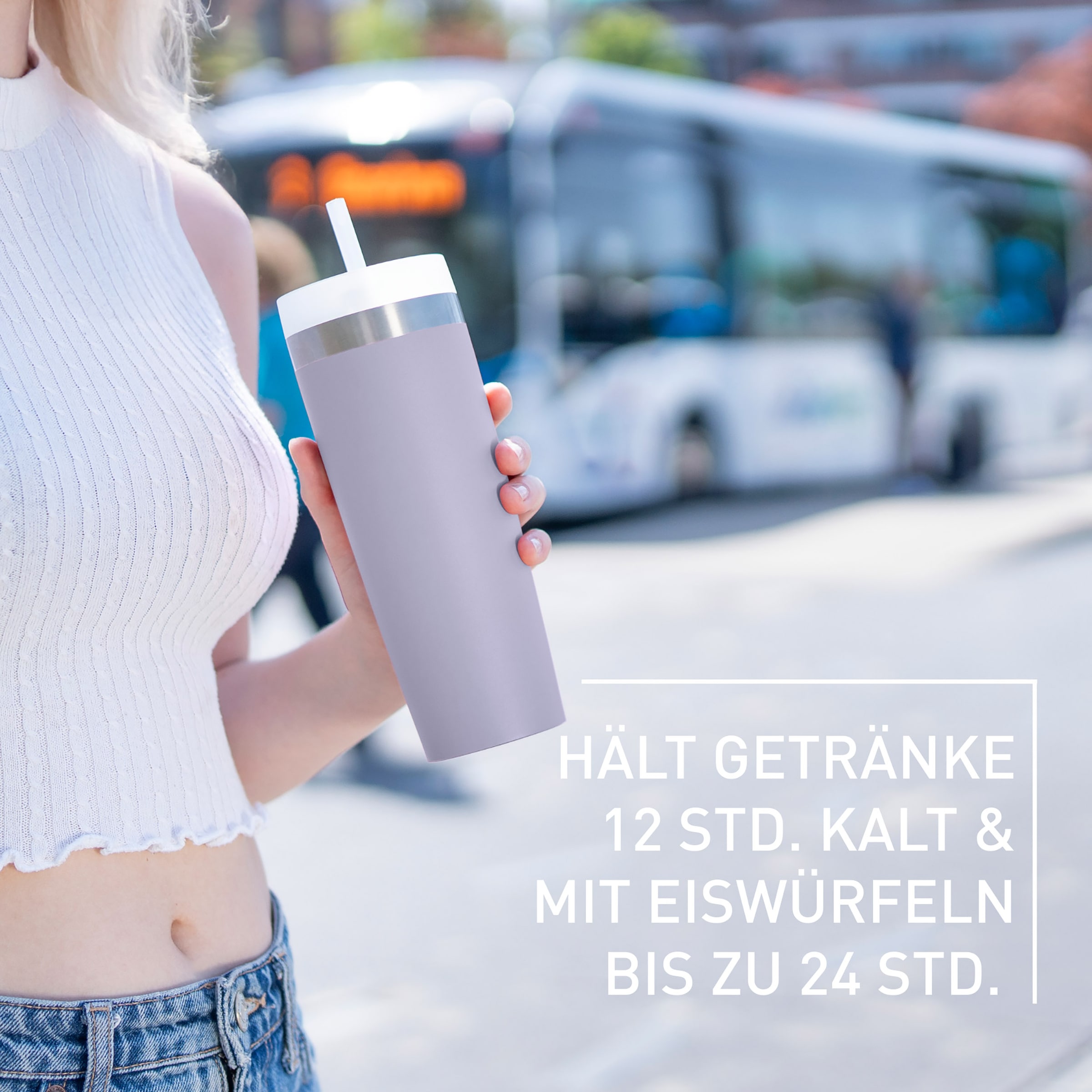 Emsa Trinkflasche »Travel Mug Cool³« integrierter Strohhalm, 0,5 L, 12 h kühl (mit Eiswürfeln bis zu 24 h)