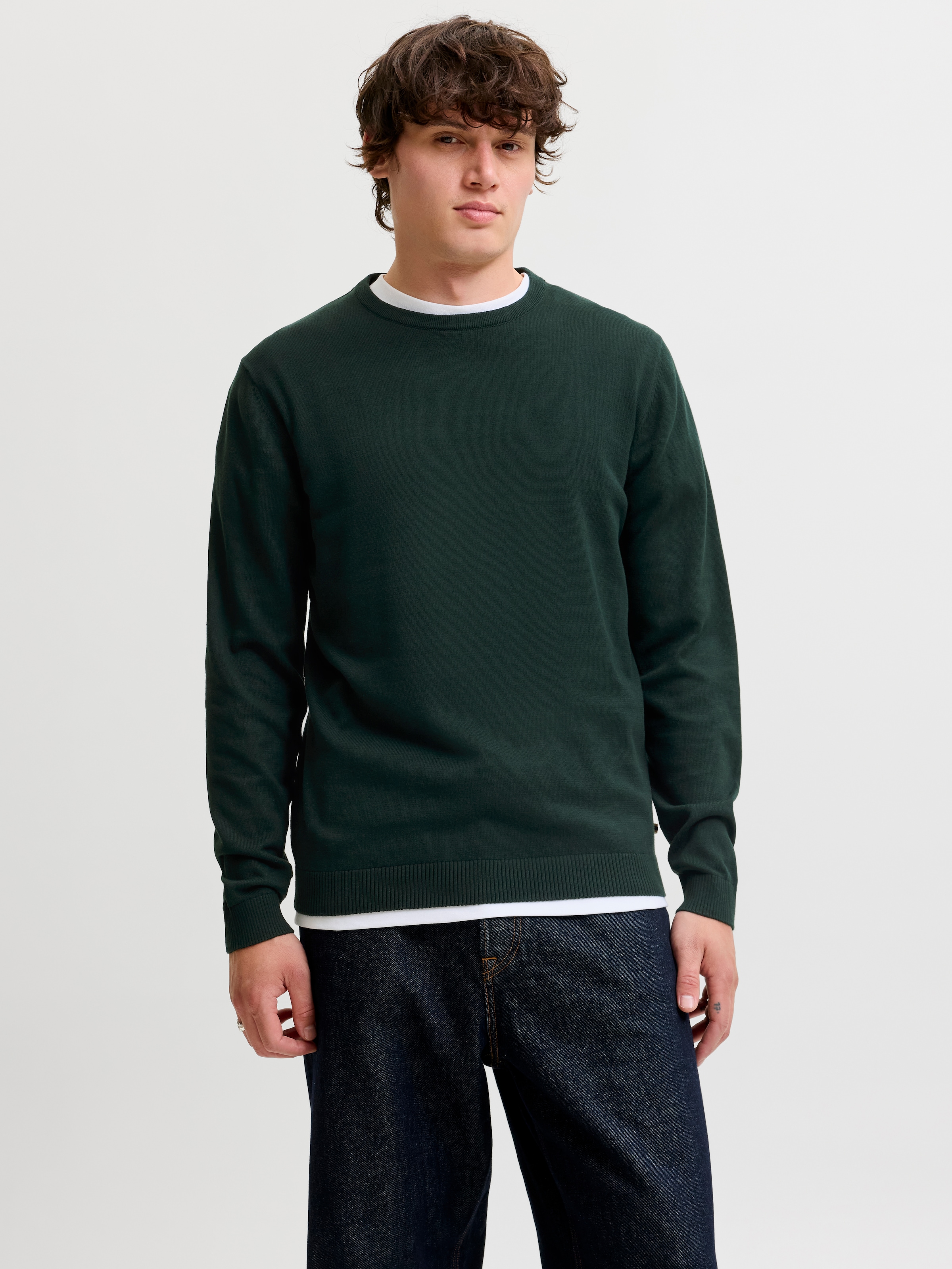 Jack & Jones Rundhalspullover »JJEBASIC KNIT CREW NECK NOOS« Baumwolle, regular fit