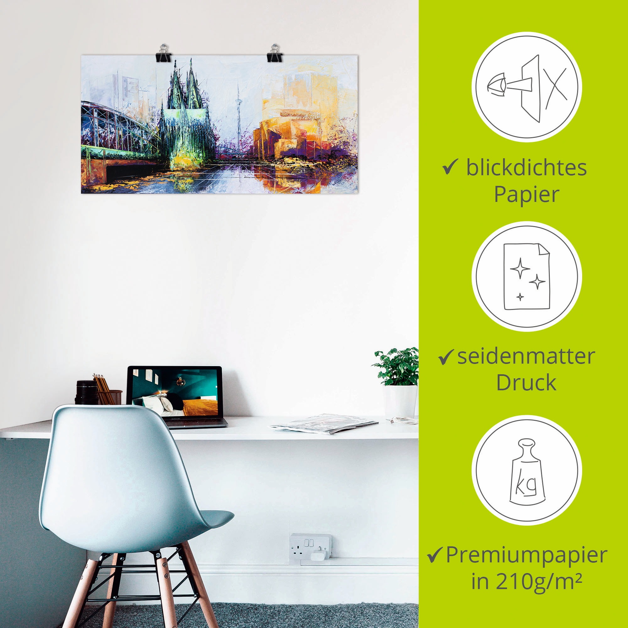 Artland Wandbild »Köln Skyline«, Deutschland, (1 St.), als Leinwandbild, Poster in verschied. Größen