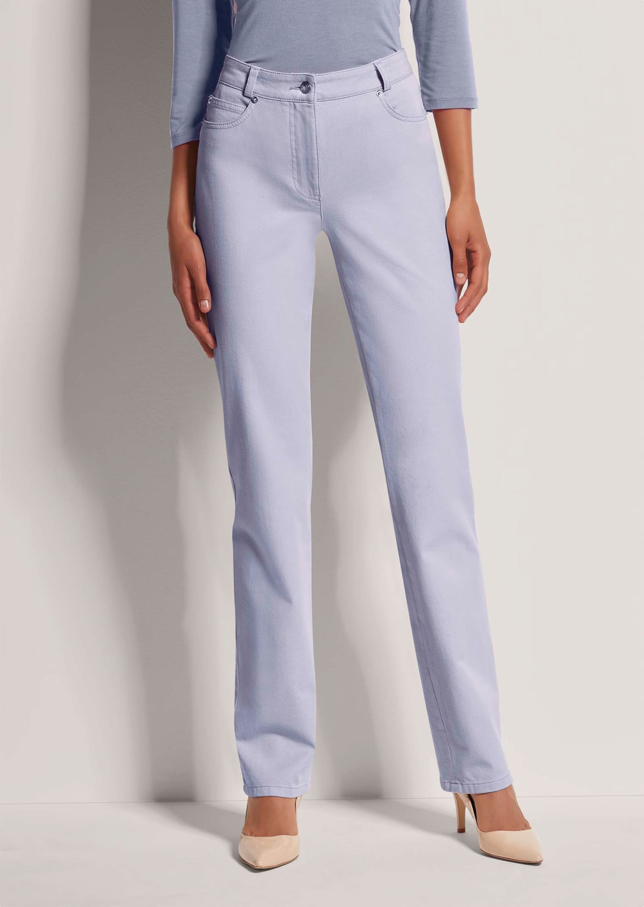 MADELEINE Regular-fit-Jeans »Denimhose Schmale Jeans im Five-Pocket-Style« Mit "M"-Stickerei auf der Gesäßtasche