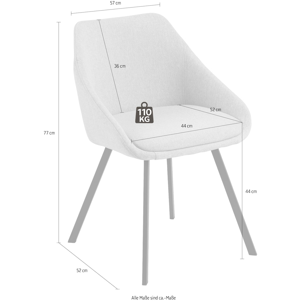 INOSIGN Esszimmerstuhl »Noah«, (Set), 2 St., Polyester, Stoffbezug mit schwarzen Stahlbeinen