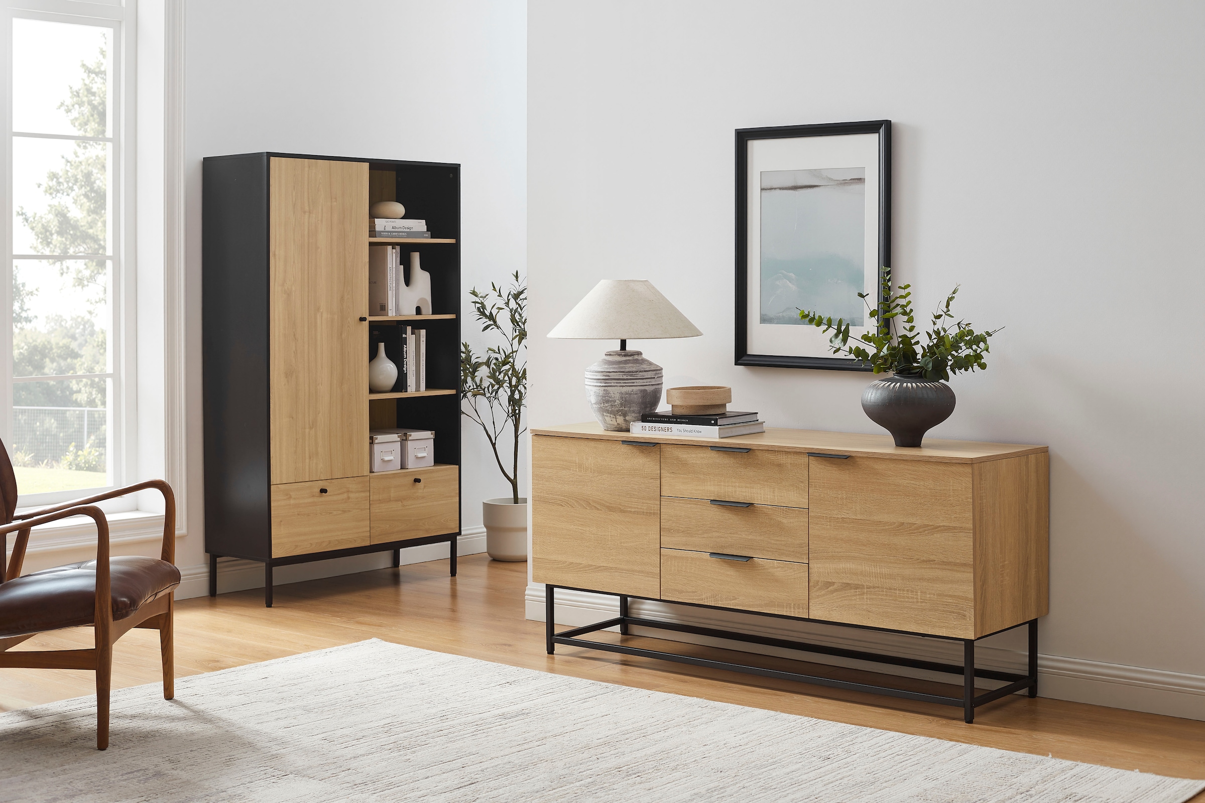 OTTO home Highboard »Tayler« pflegeleichte Melaminoberfläche, Metallgestell, Breite 100 cm