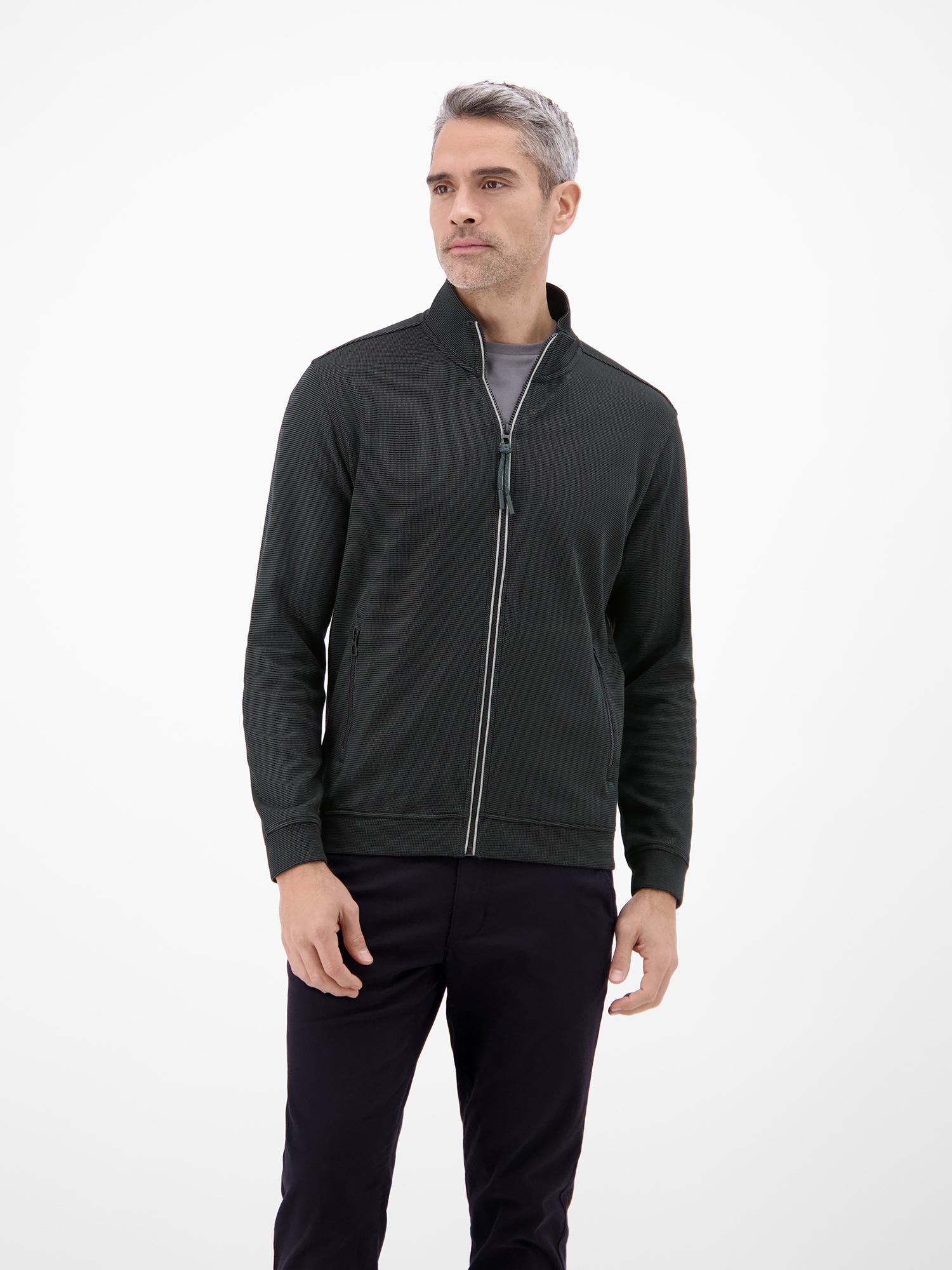 LERROS Sweatjacke »Sweatjacke aus Baumwollmischgewebe« Jacke im Baumwollmix mit Reißverschluss, Stehkragen und Seitentaschen