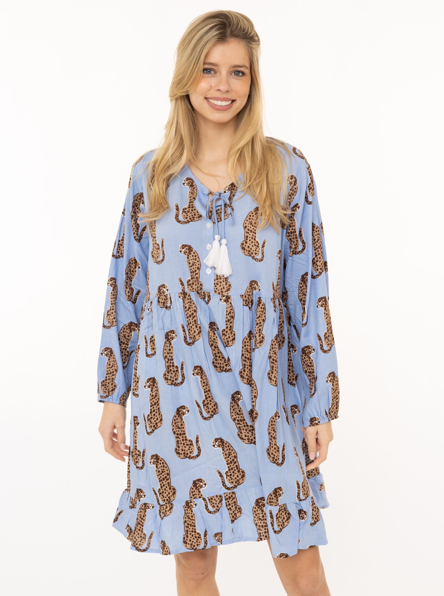 Zwillingsherz Sweatkleid »"Loevely Leopard"« Leopardenmotiv, mit Tassel, lange Ärmel, figurumspielend