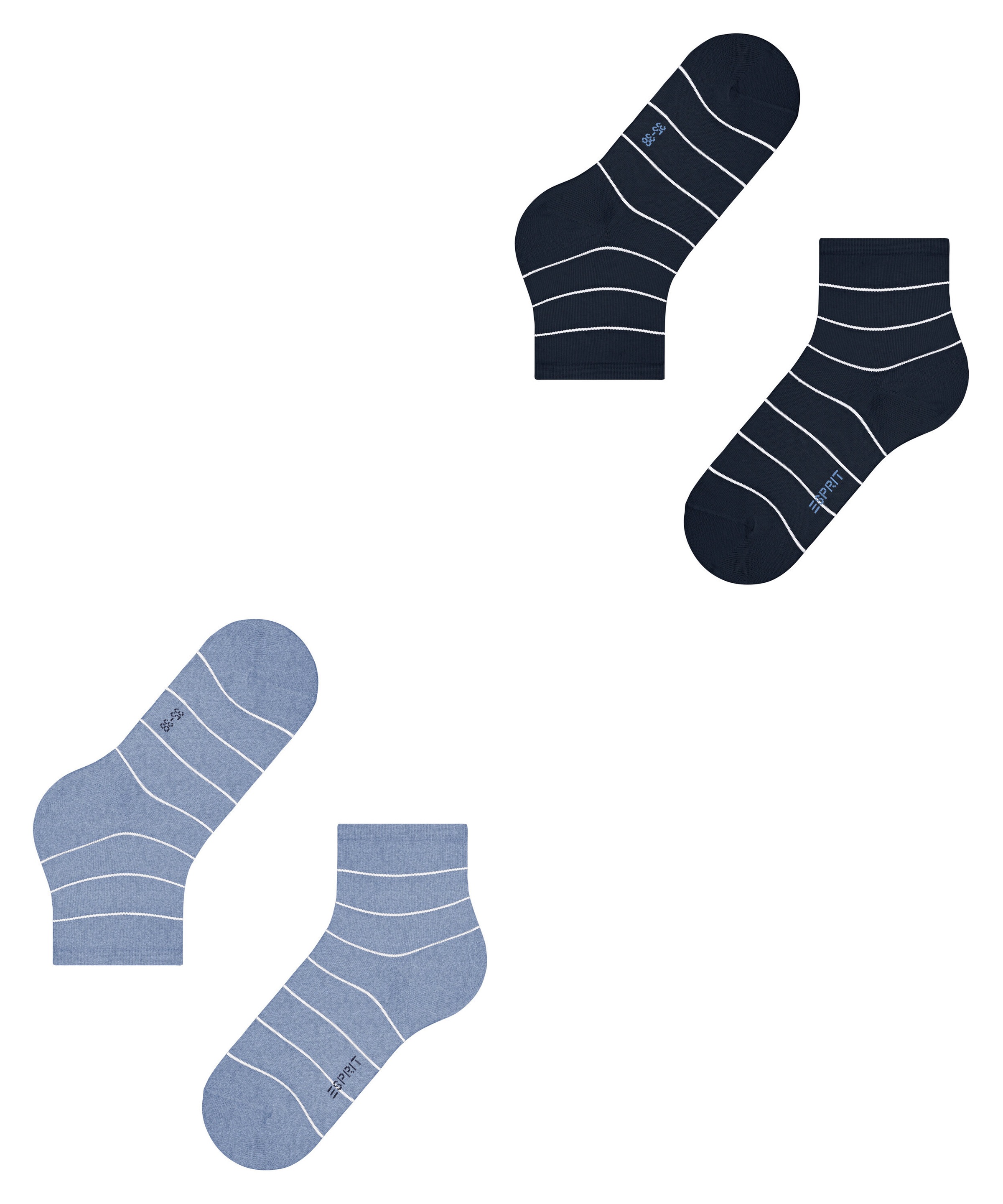 Esprit Kurzsocken »Fine Line« 2 Paar,  mit feinem Streifenmuster, schmales Bündchen