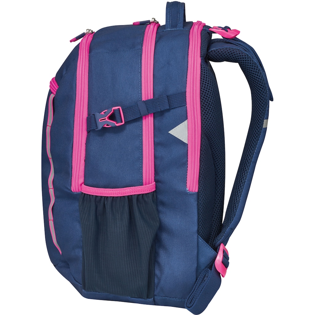 Herlitz Schulrucksack »Ultimate, navy«, Floureszierende Flächen-reflektierende Streifen auf den Schultergurten