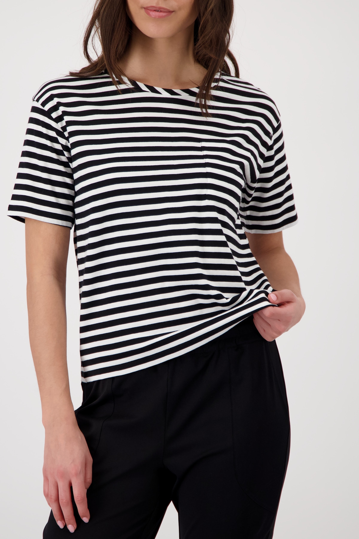 Monari T-Shirt »Shirt Basic Pima Ringel« Regular fit mit Streifenmuster