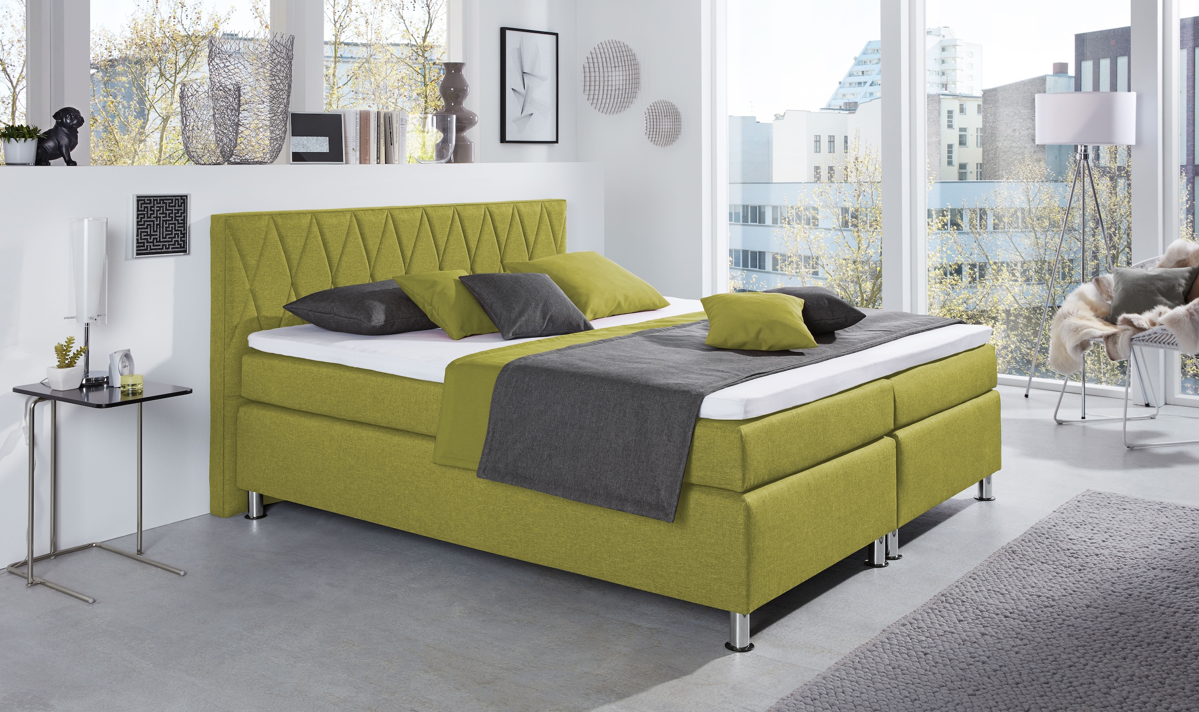 hapo Boxspringbett »ATLANTA« Topper separat erhältlich!,  erhältlich in verschiedenen Breiten, Farben & Maratzenarten