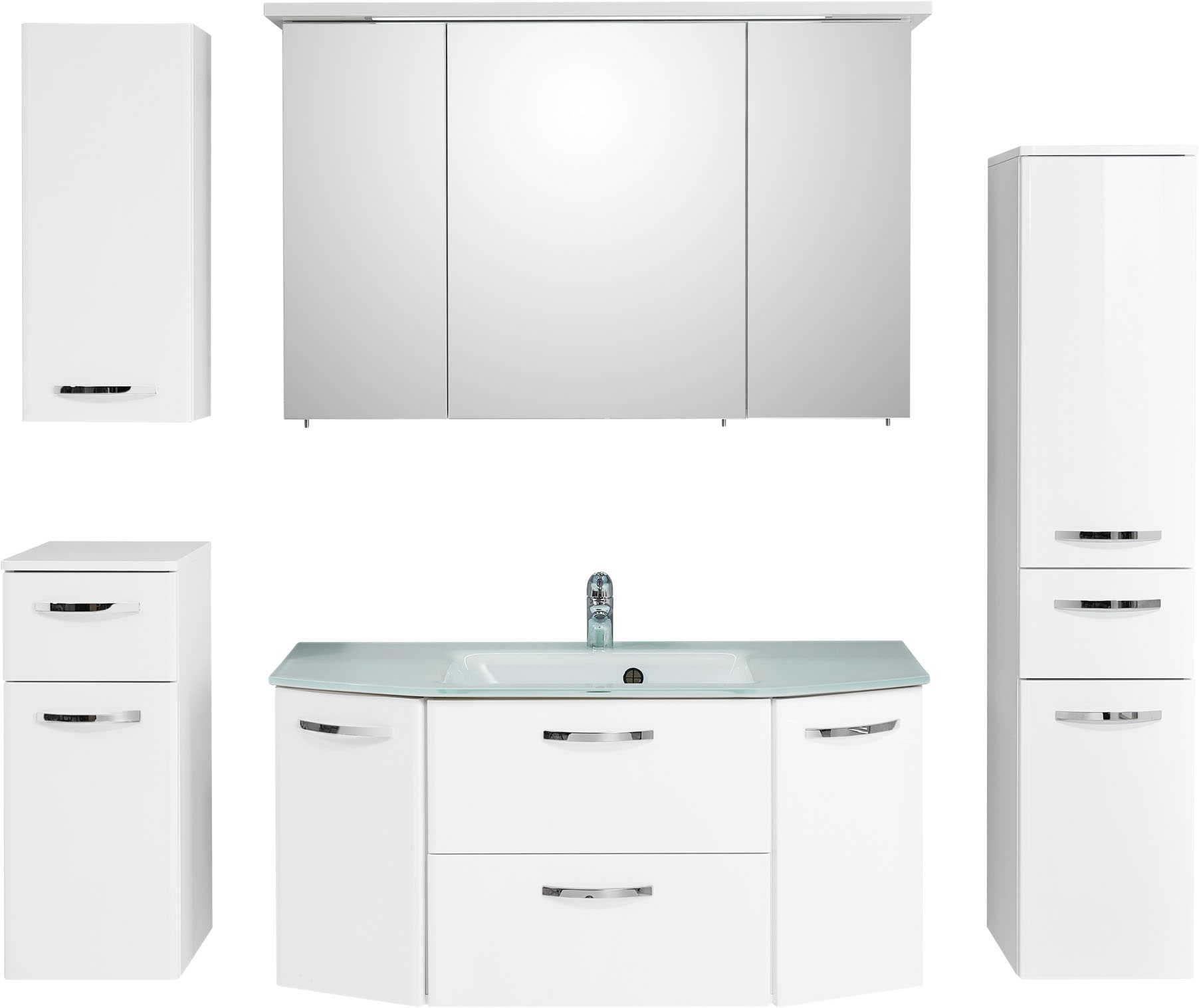 Saphir Badmöbel-Set »Quickset 326, 6-teilig, mit Glaswaschtisch« 6 Stk. tlg.