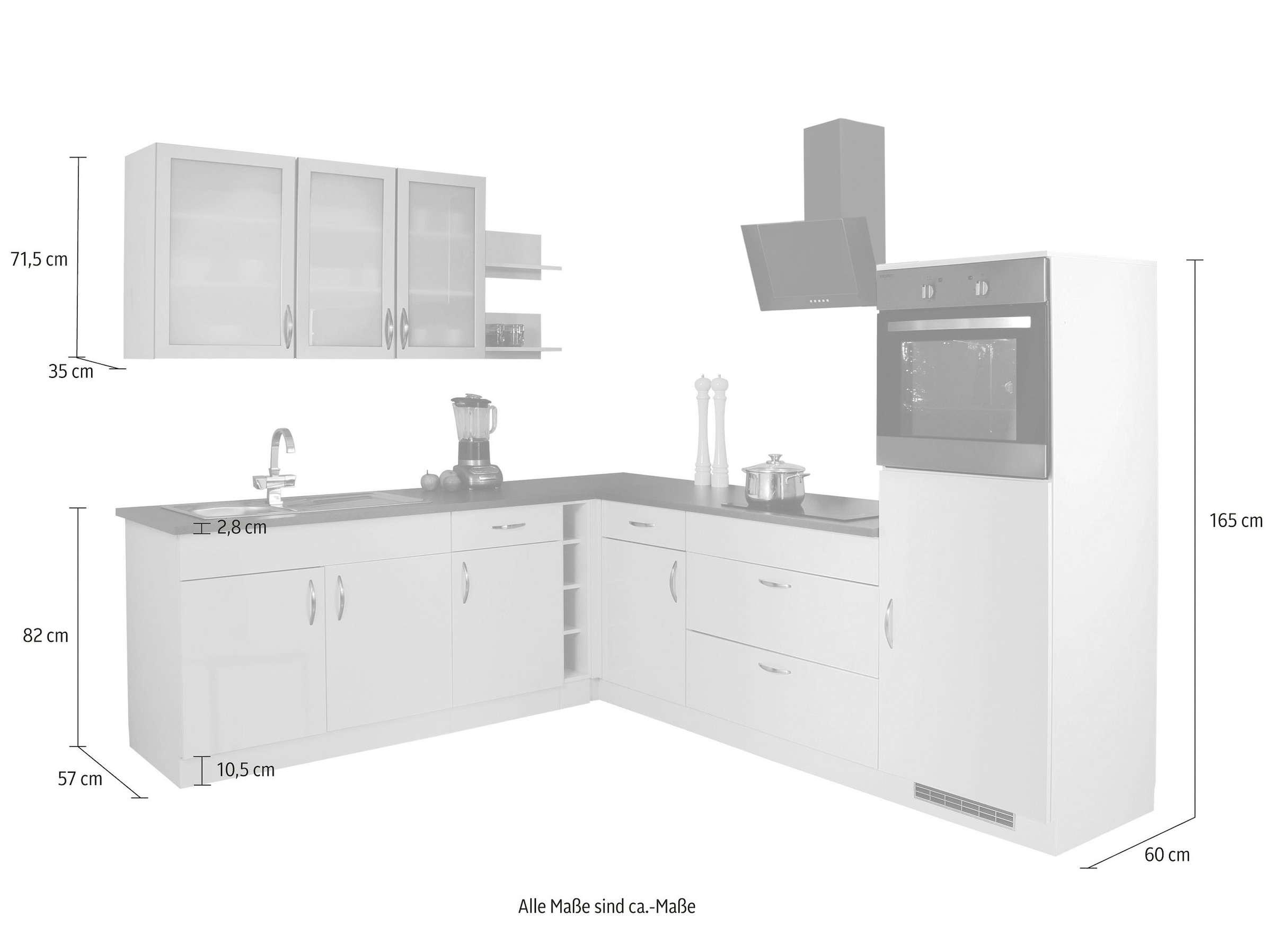 wiho Küchen Winkelküche »Peru«, mit OTTO x 260 online Stellbreite bei E-Geräten, 235 cm