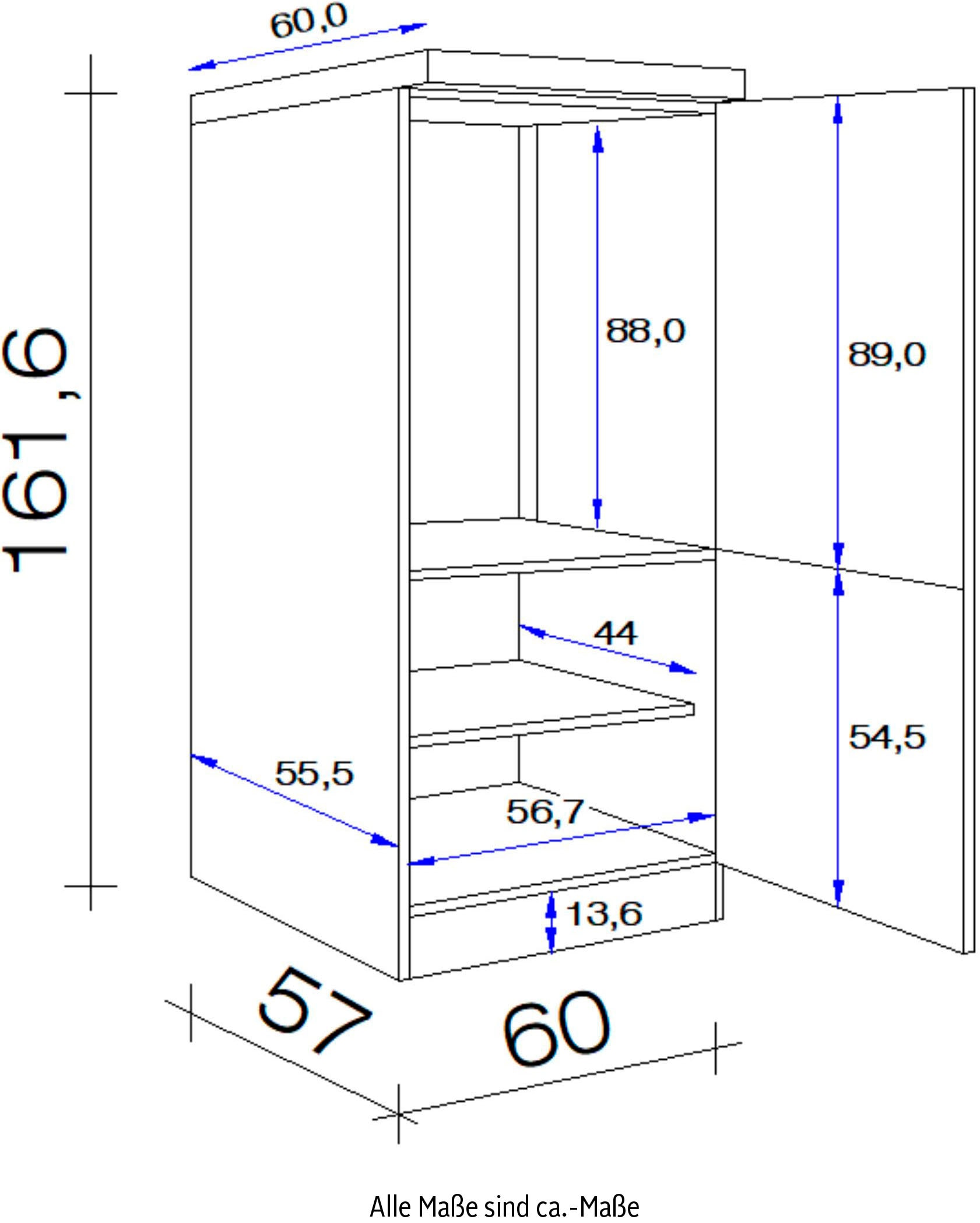 Flex-Well Kühlumbauschrank »Florenz«, 162 60 x 60 H x T) x bei cm OTTO (B bestellen x
