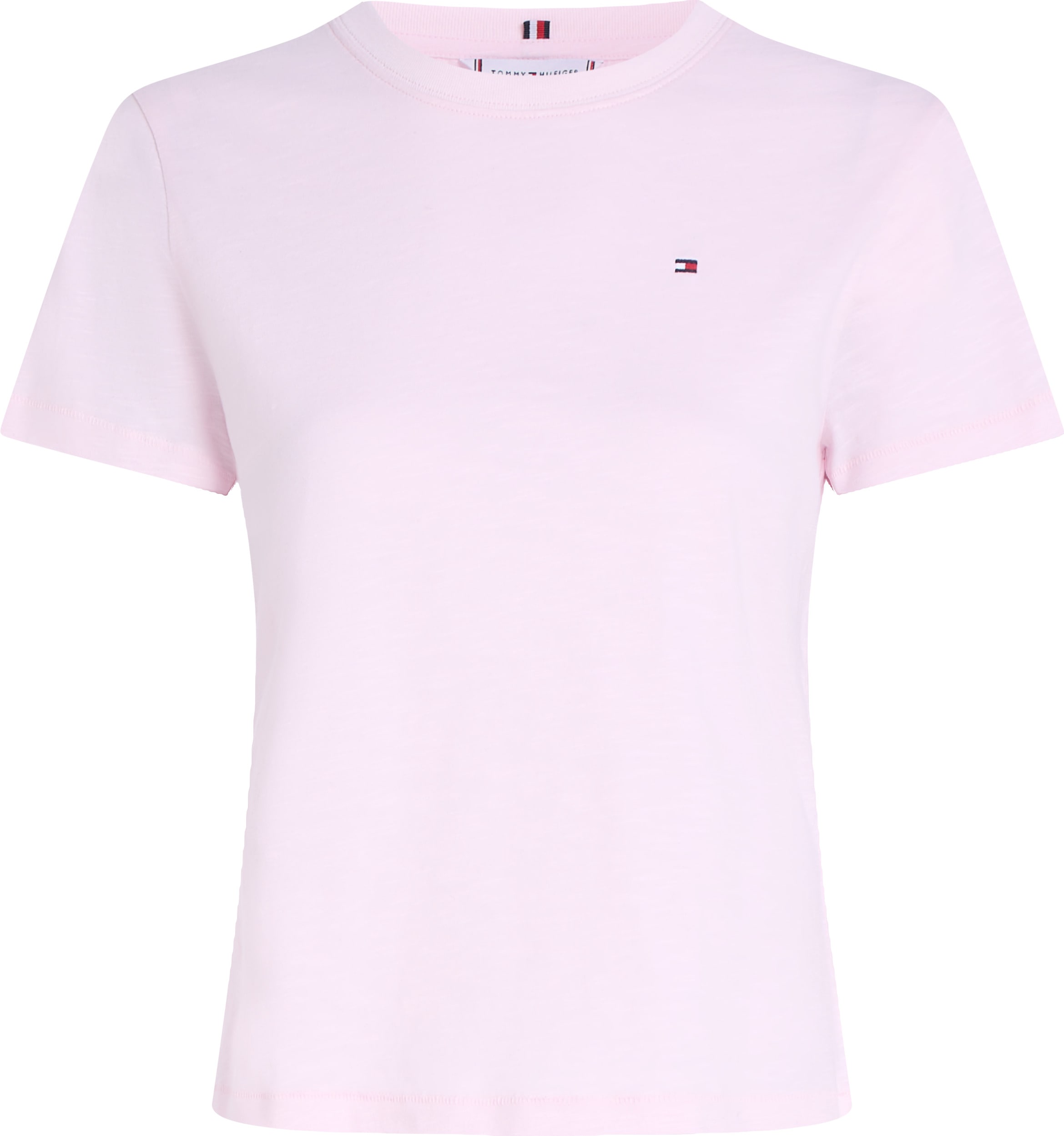 Tommy Hilfiger Rundhalsshirt »SLUB REG C-NK SS«, mit Flammgarn-Struktur, mit Logostickerei