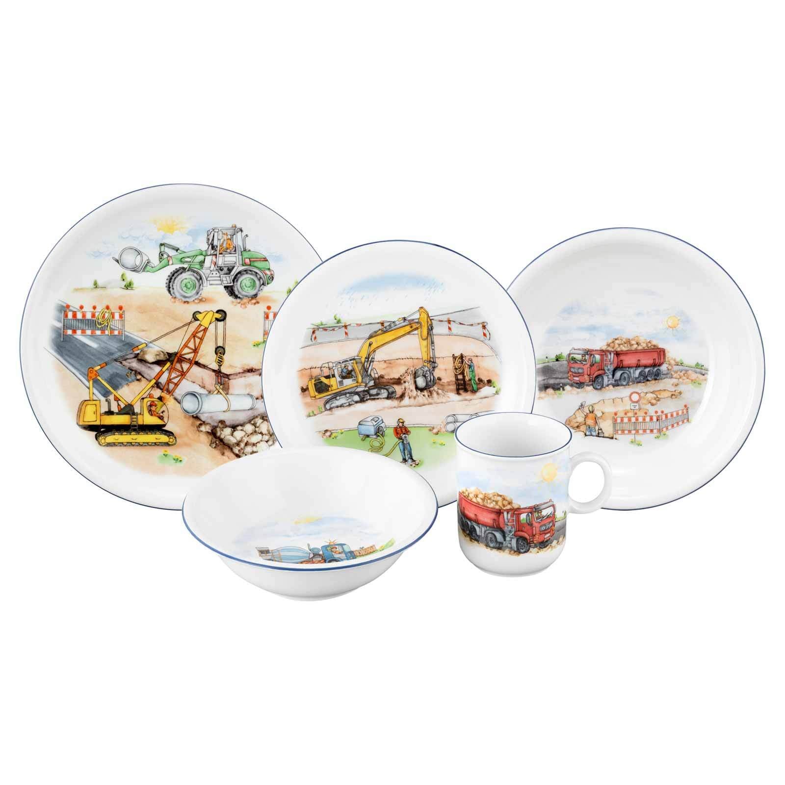 Seltmann Weiden Kindergeschirr-Set »Kindergeschirr Set Compact Auf der Baustelle 5er Set bunt« Spülmaschinengeeignet, Mikrowellengeeignet, Ofenfest, Salamandergeeignet, Kühlschrankgeeignet, Gefrierschrankgeeignet