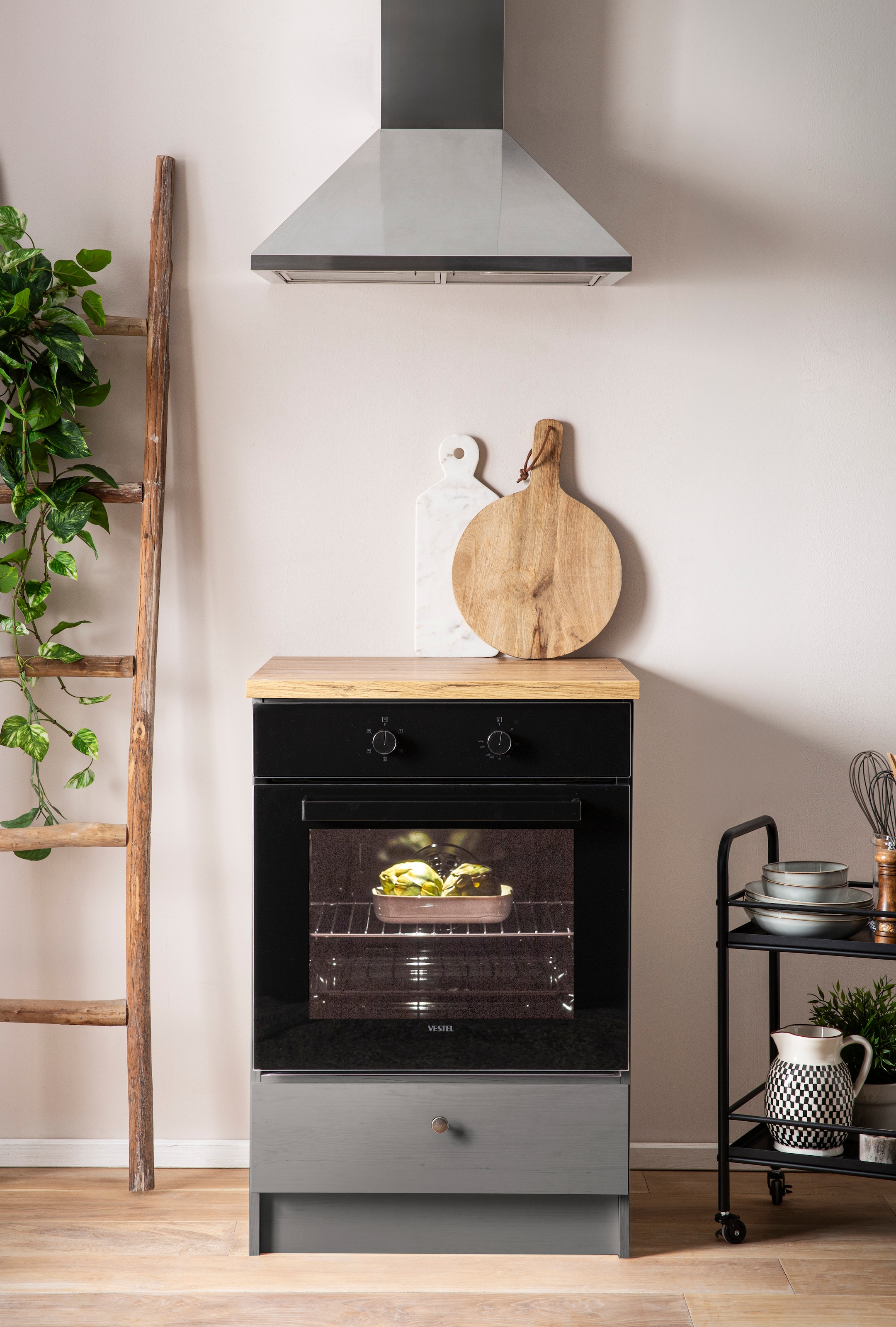 KOCHSTATION Herdumbauschrank »KS-Westminster, Herdumbau, Unterschrank, Ofenschrank, Küchenschrank«, Breite 63 cm, Nischenmaß B/T/H 56,8/62,5/58,8 cm, mit 1 Schubkasten