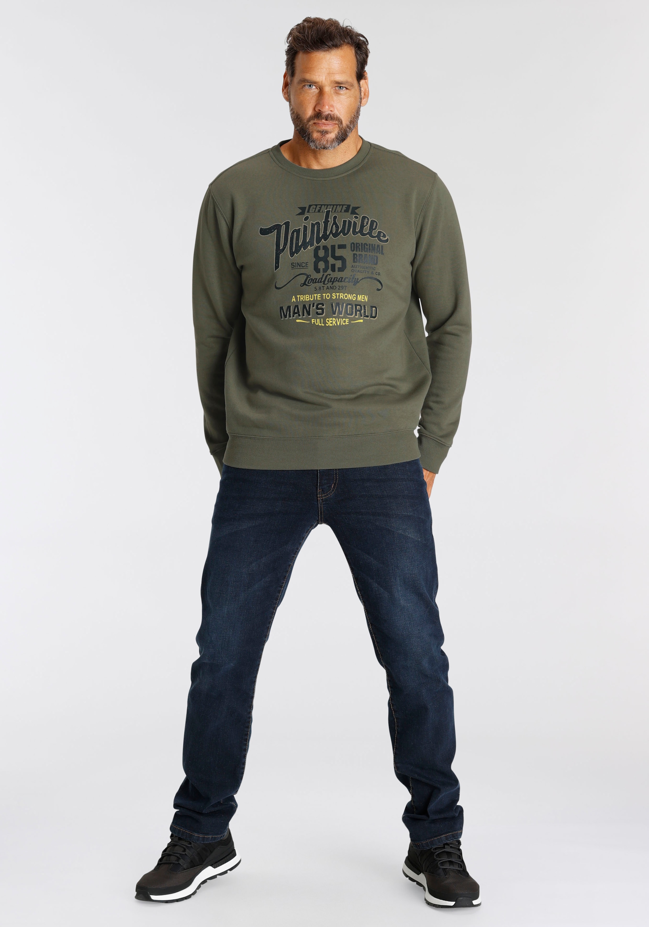 Man's World Sweatshirt, Langarm, lässiger Print, Rundhals, aus Baumwollmischung