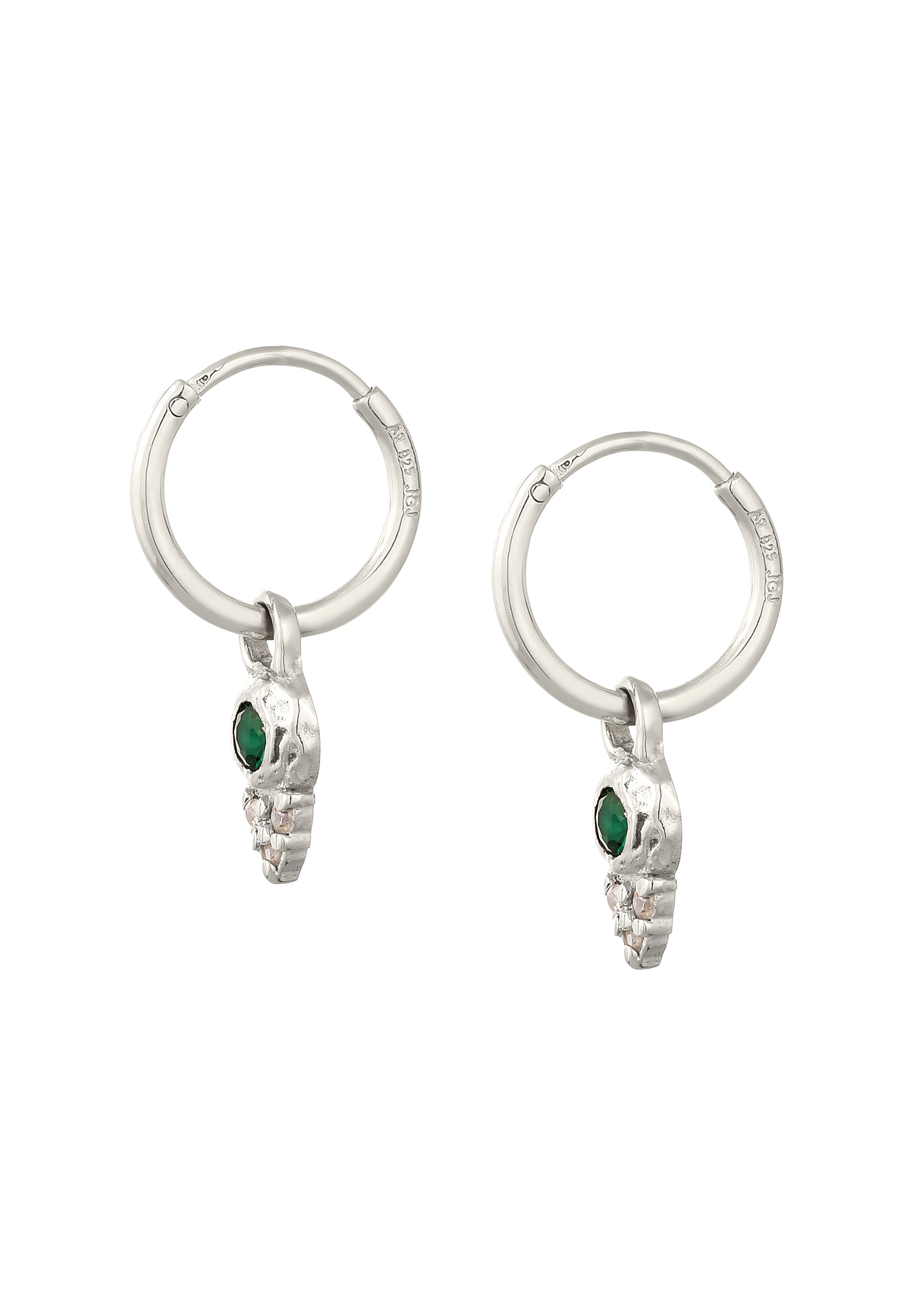 Elli Premium Paar Creolen »Ohrringe Creolen Anhänger Zirkonia Synthetischer Smaragd Grün 925 Sterling Silber«