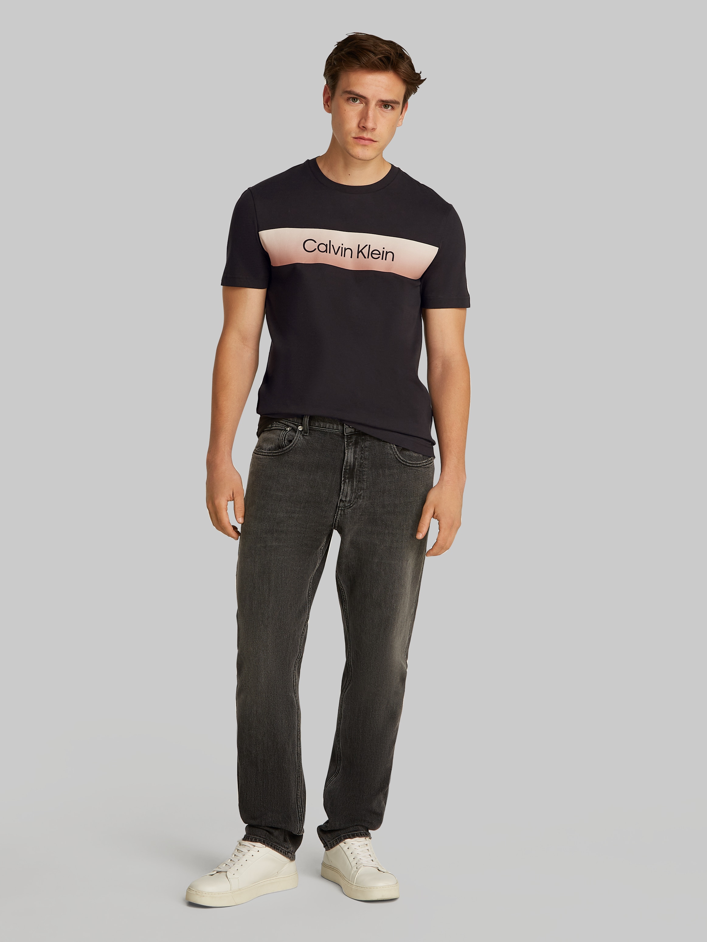 Calvin Klein T-Shirt »LINEAR OMBRE CHEST LOGO T-SHIRT«, mit Ombré-Logo-Druck