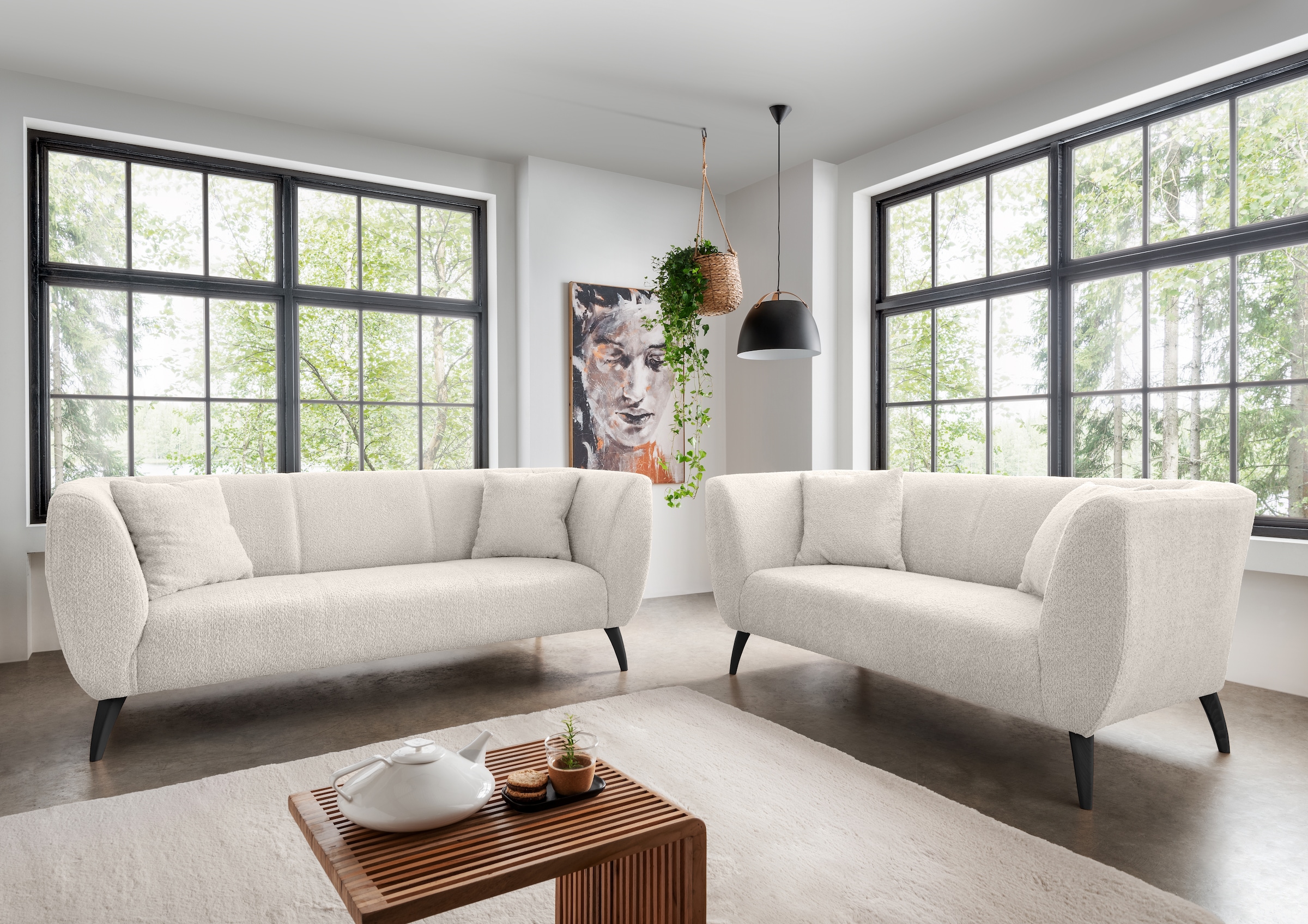 Home affaire 2-Sitzer »Colori modern und bequem, schmale Armlehnen, tolle Detailverarbeitung« zwei verschiedene Fußfarben wählbar