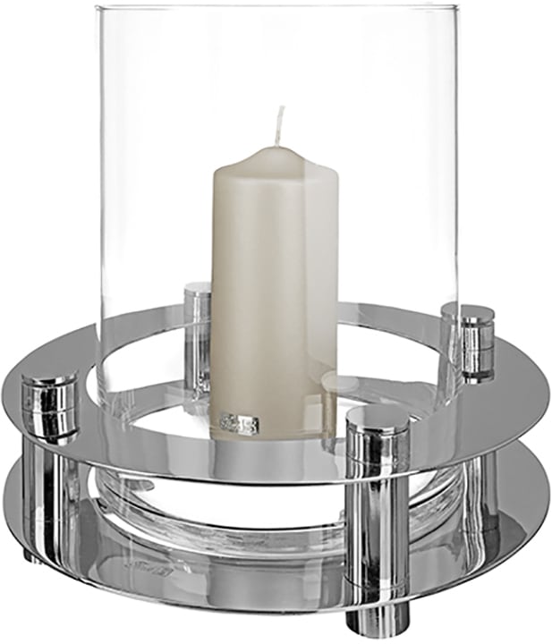 Fink Windlicht »RICARDO« aus mundgeblasenem Glas in silberfarben, Größe B/H/T: 9 cm