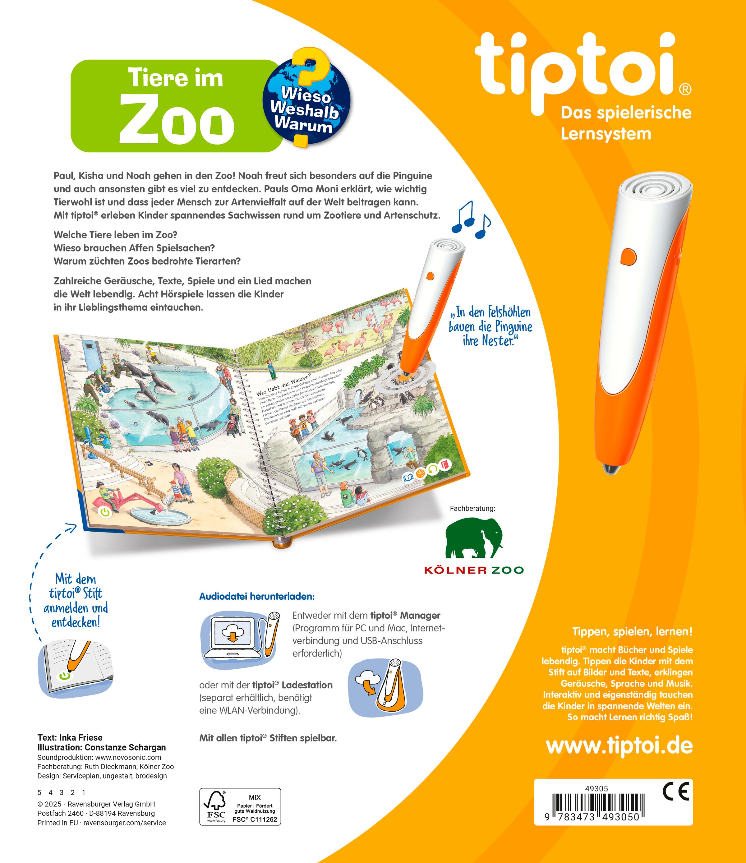 Ravensburger Buch »tiptoi® Wieso? Weshalb? Warum? - Tiere im Zoo«, Made in Europe