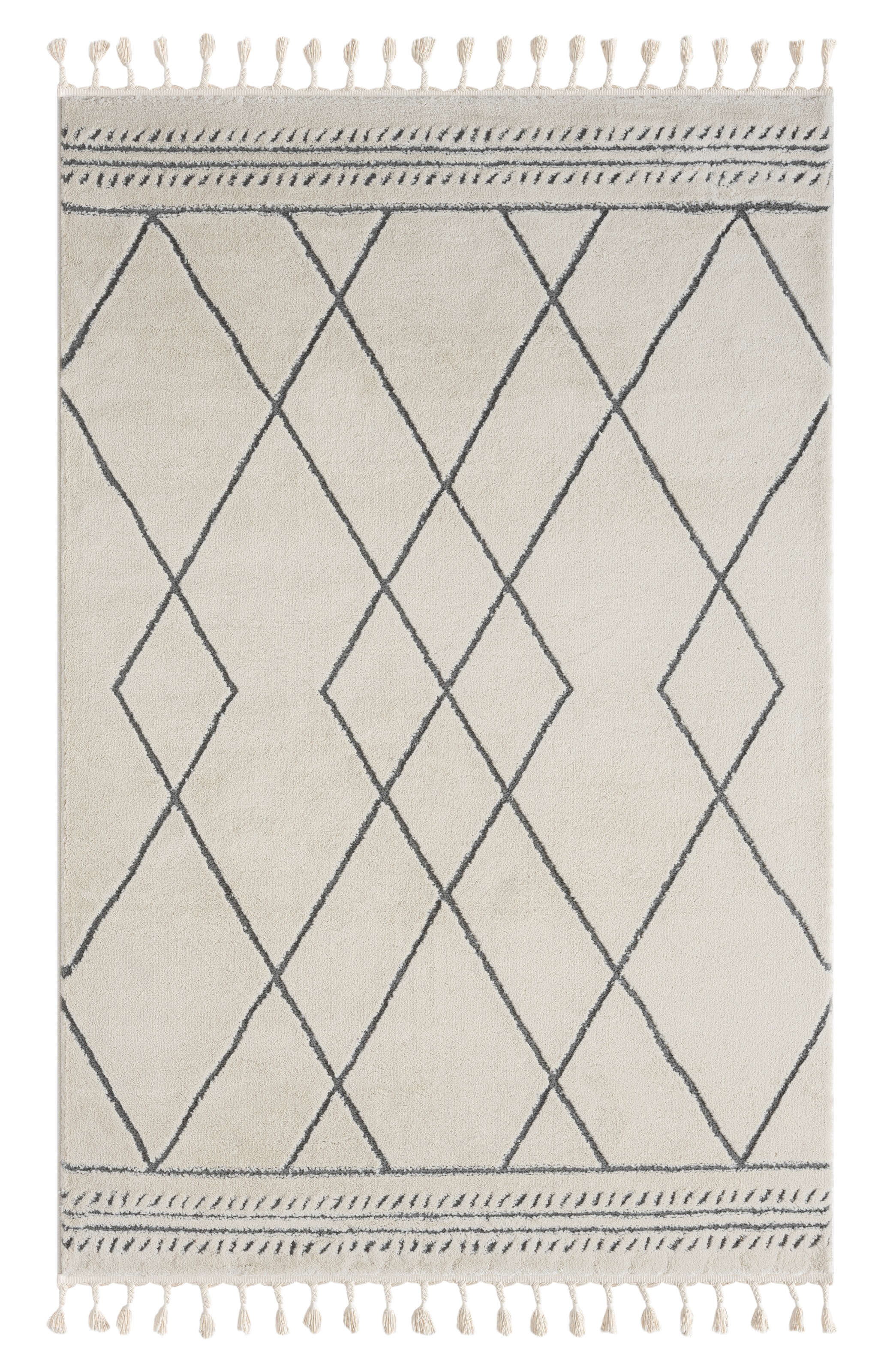 Myflair Möbel & Accessoires Hochflor-Teppich »Moroccan Design, LAGERRÄUMUNG!«, rechteckig, 24 mm Höhe, modern, marokkanisches Design, Rauten Muster, weich, mit Fransen