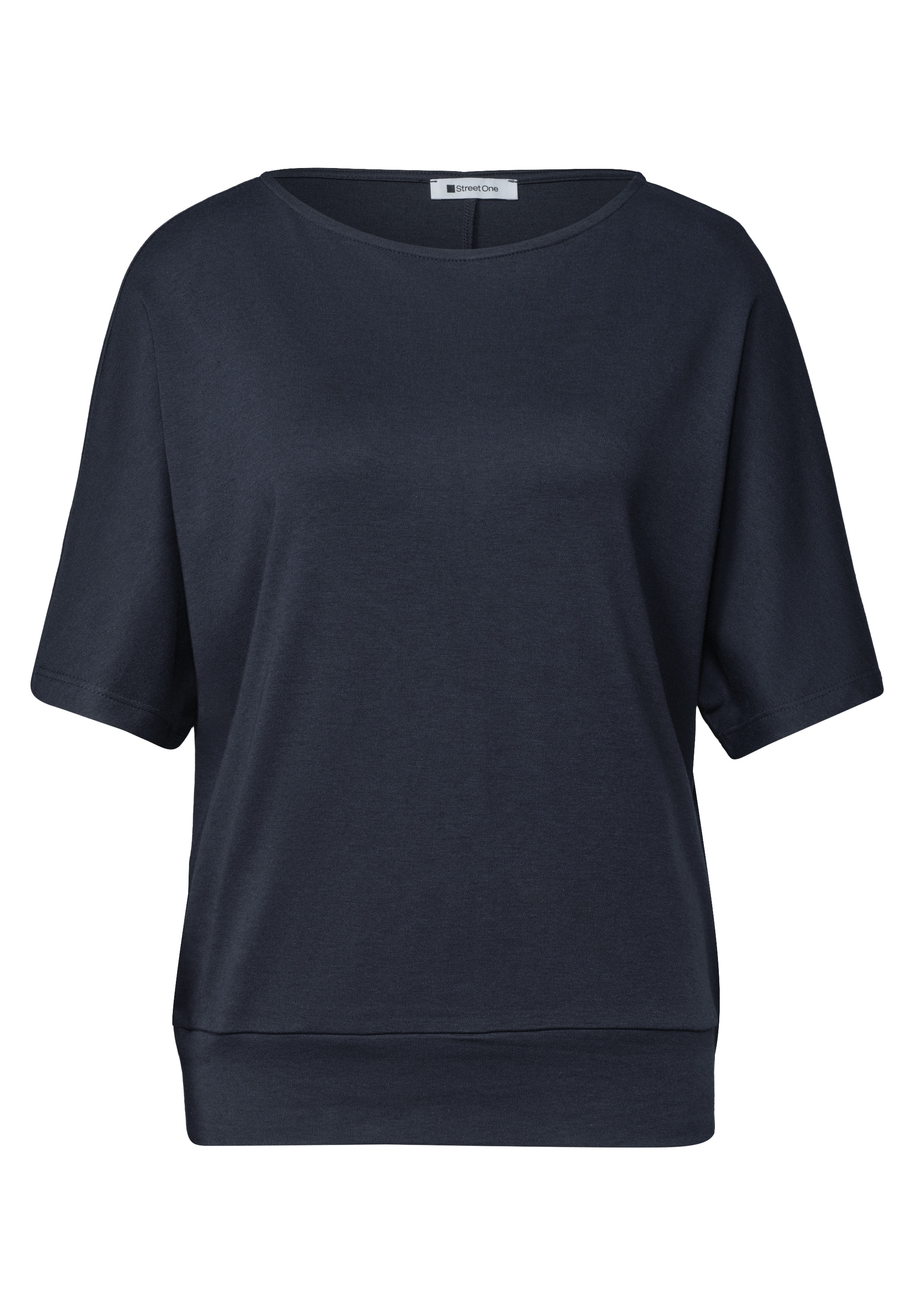 STREET ONE Rundhalsshirt Sommershirt mit Boat Neck und Elastikbund