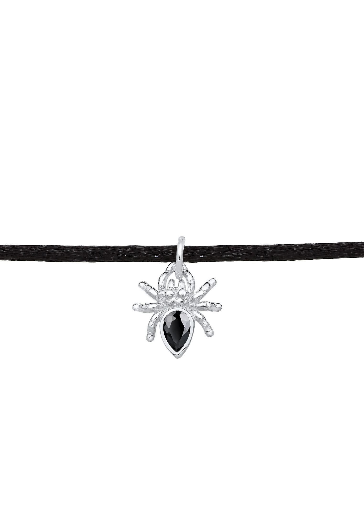 Elli Choker »Halskette Spinne Zirkonia Schwarz Satin 925 Sterling Silber«
