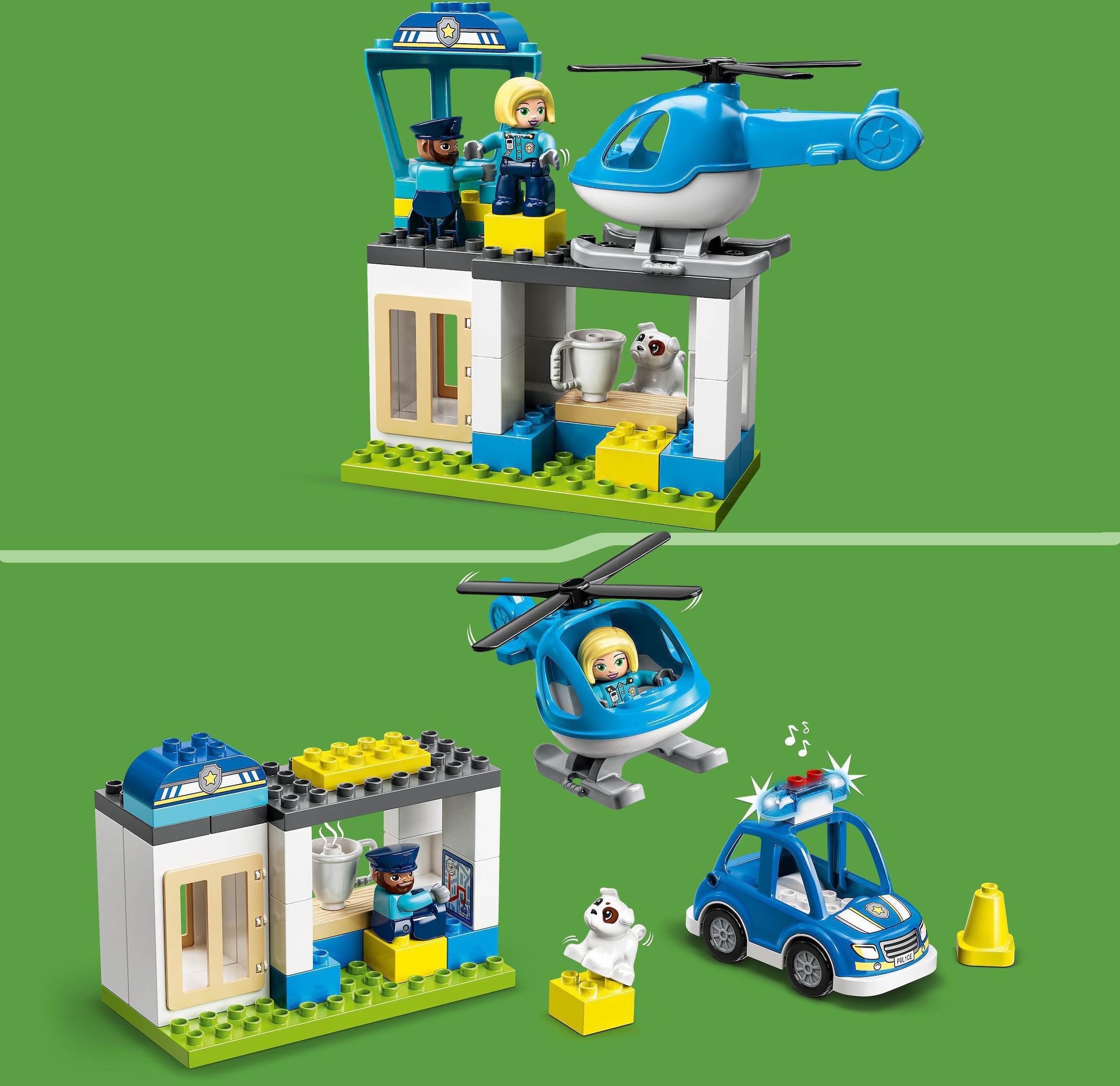 LEGO® Konstruktionsspielsteine »Polizeistation mit Hubschrauber (10959), LEGO® DUPLO«, (40 St.), mit Sirene und Licht; Made in Europe