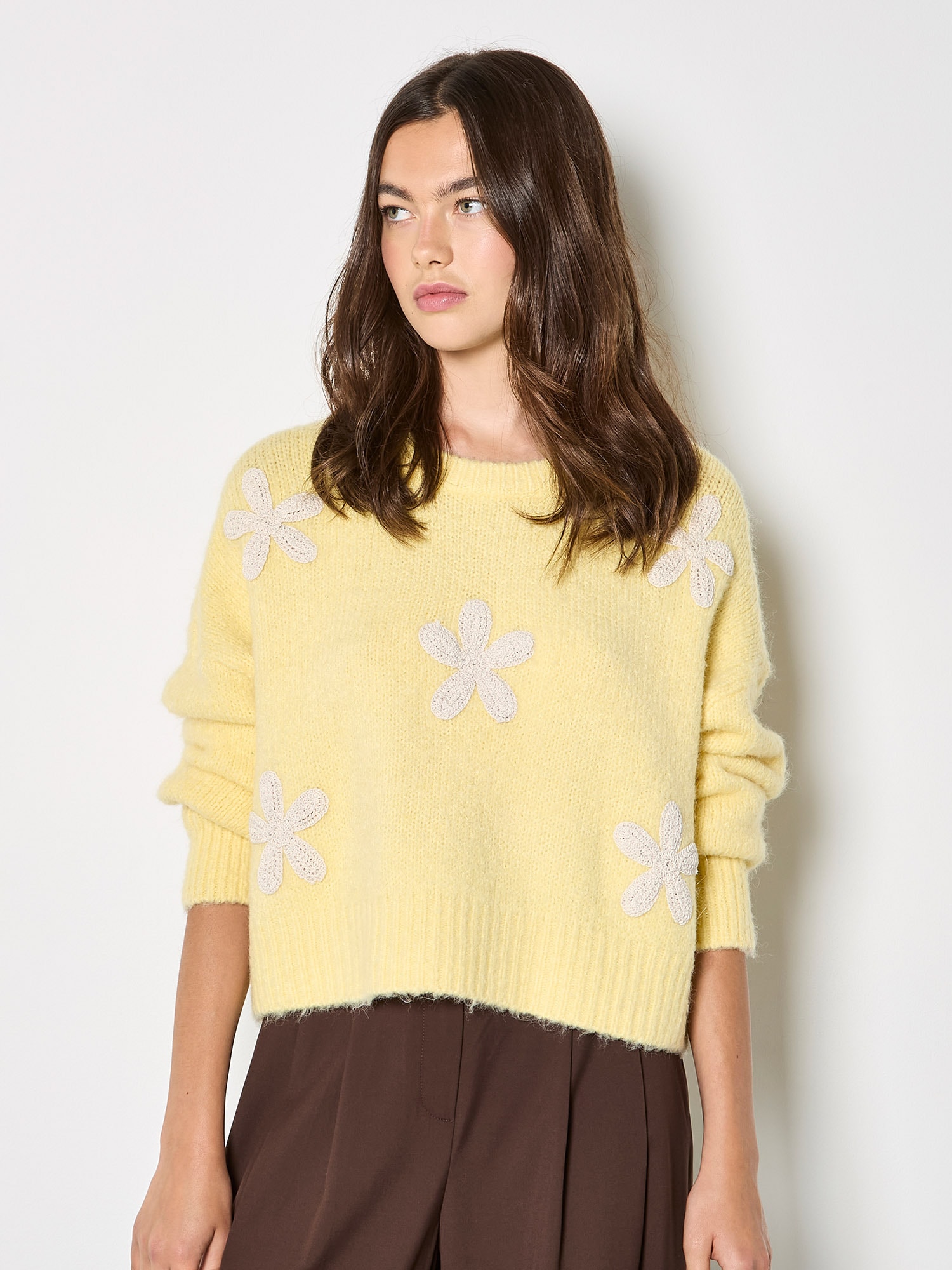 Apricot Strickfleece-Pullover »Pullover« mit Gänseblümchen-Applikation