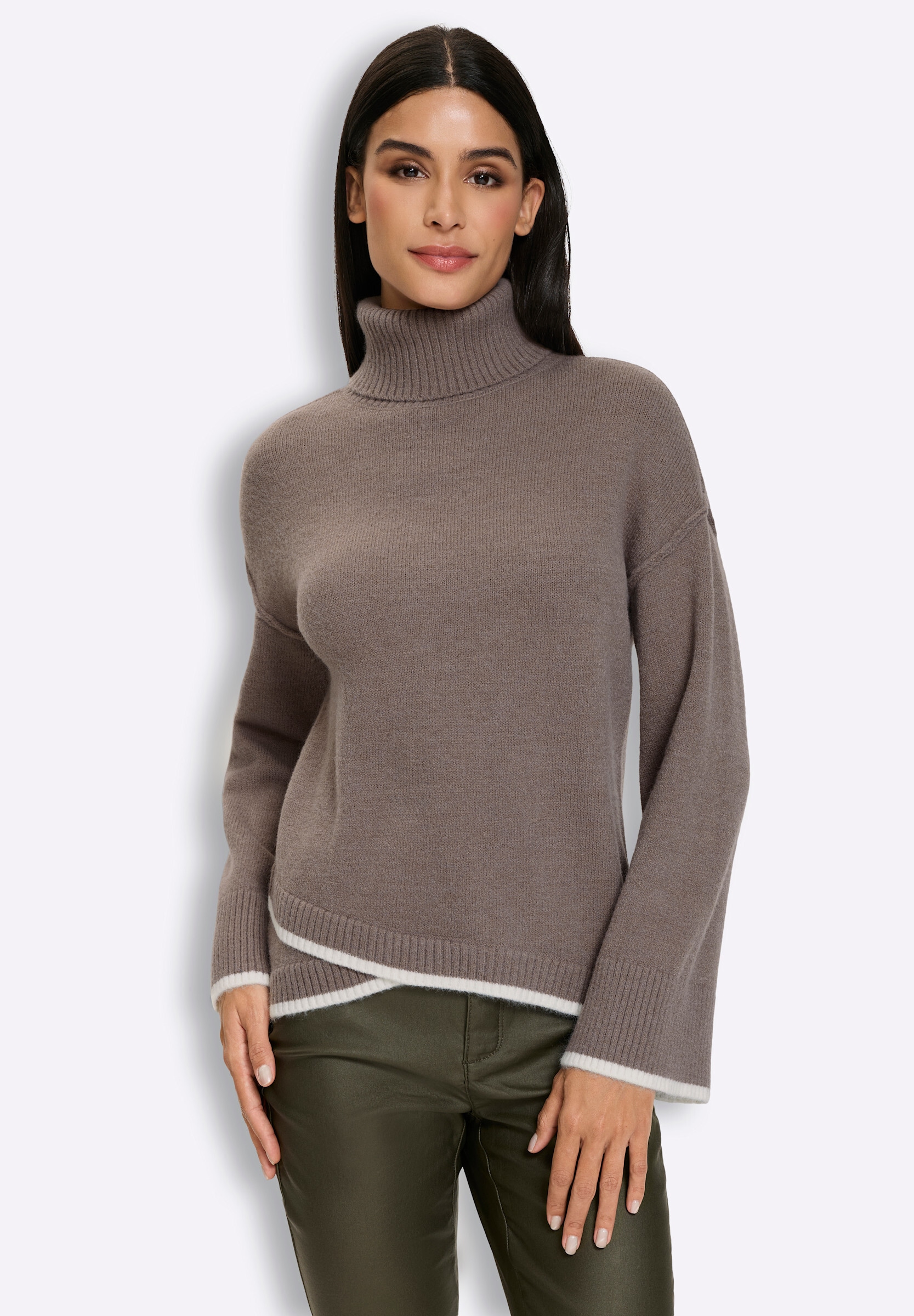 heine Strickpullover »Rollkragen-Pullover Rollkragenpullover mit asymmetrischem Saum«