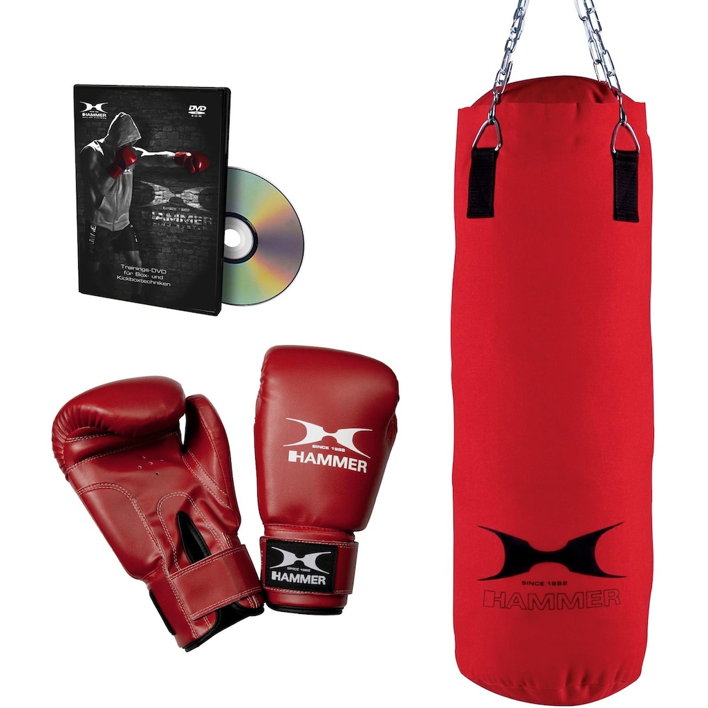 Hammer Boxsack »Fit«, (Set, mit Trainings-DVD-mit Boxhandschuhen)