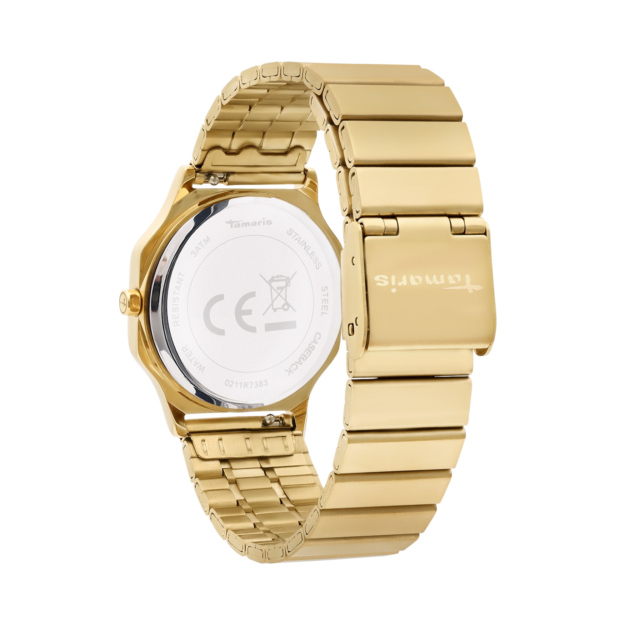 Tamaris Quarzuhr Armbanduhr, Damenuhr, Edelstahlarmband, analog, Zirkonia (synth.)