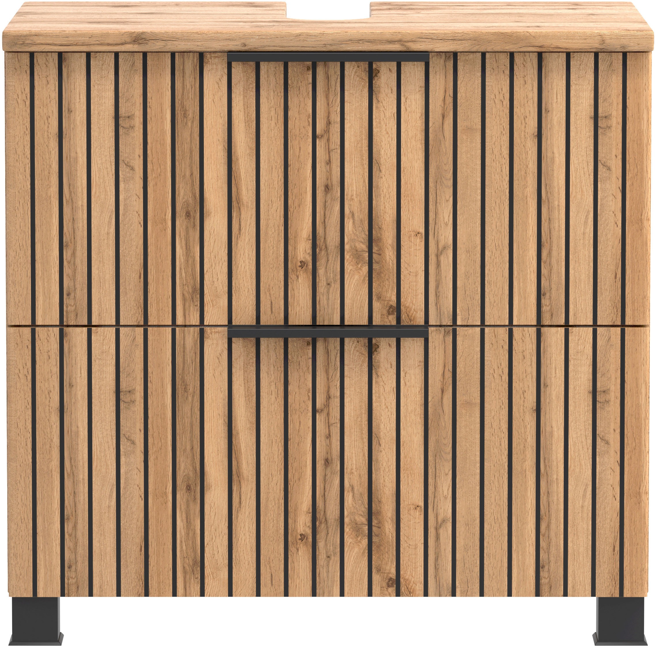 welltime Badezimmer-Set »Welltime Möbel, Carlton Unterbecken-Set 2teilig, 60 cm, gestreift«, (2 St.)