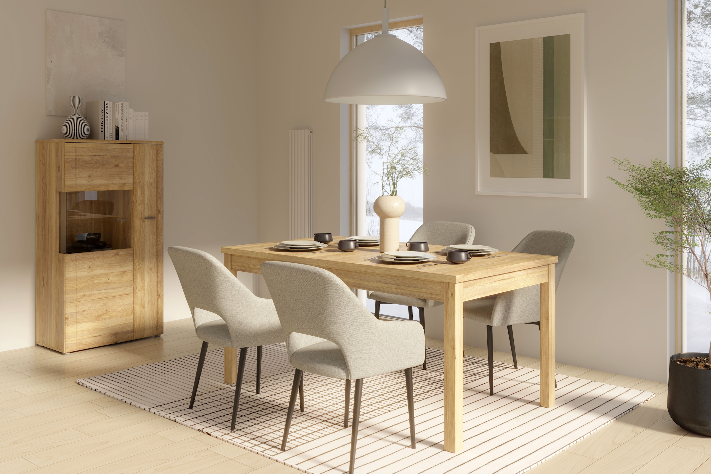 FORTE Vitrine »Akinori«, (B/H/T 75,1/140/41,8 cm), Highboardvitrine, Glastüre, Soft Close, MDF Front