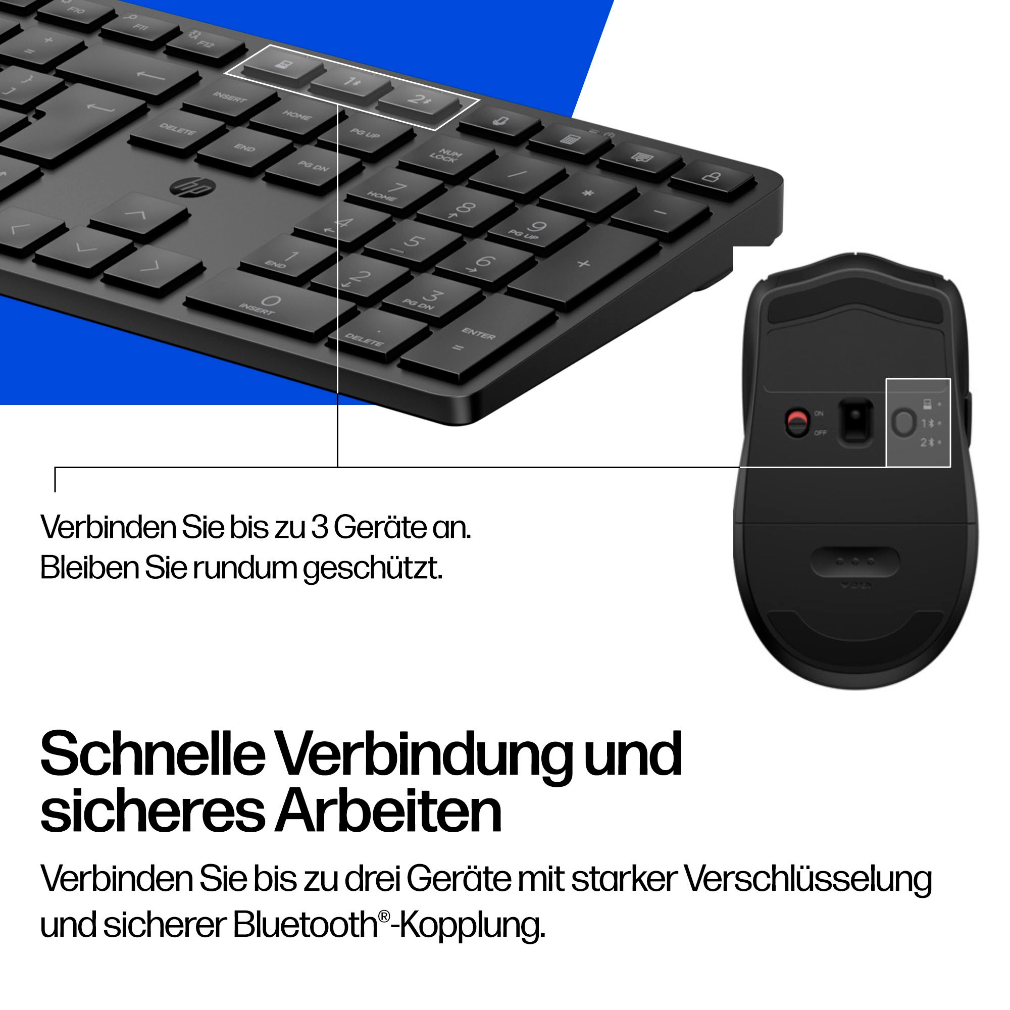 HP Tastatur- und Maus-Set »Kombination aus  Dual-Mode-Maus und-Tastatur für mehrere Geräte 490C«