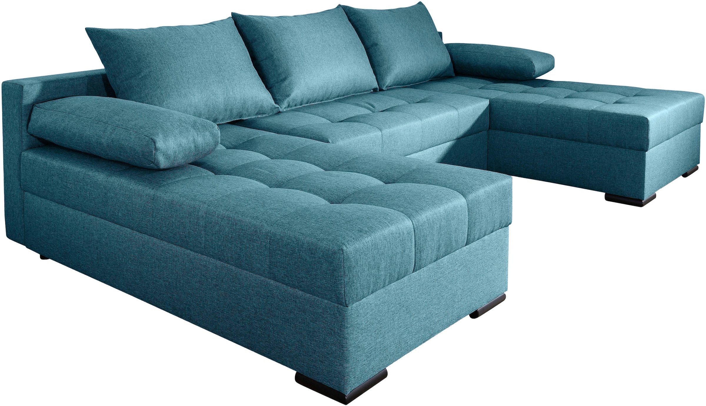 COLLECTION AB Wohnlandschaft »Josy, U-Form, Schlafsofa mit Bettkasten«, (Cord-/Mix), flexible Recamiere, Breite: 269cm, inklusive Rückenkissen