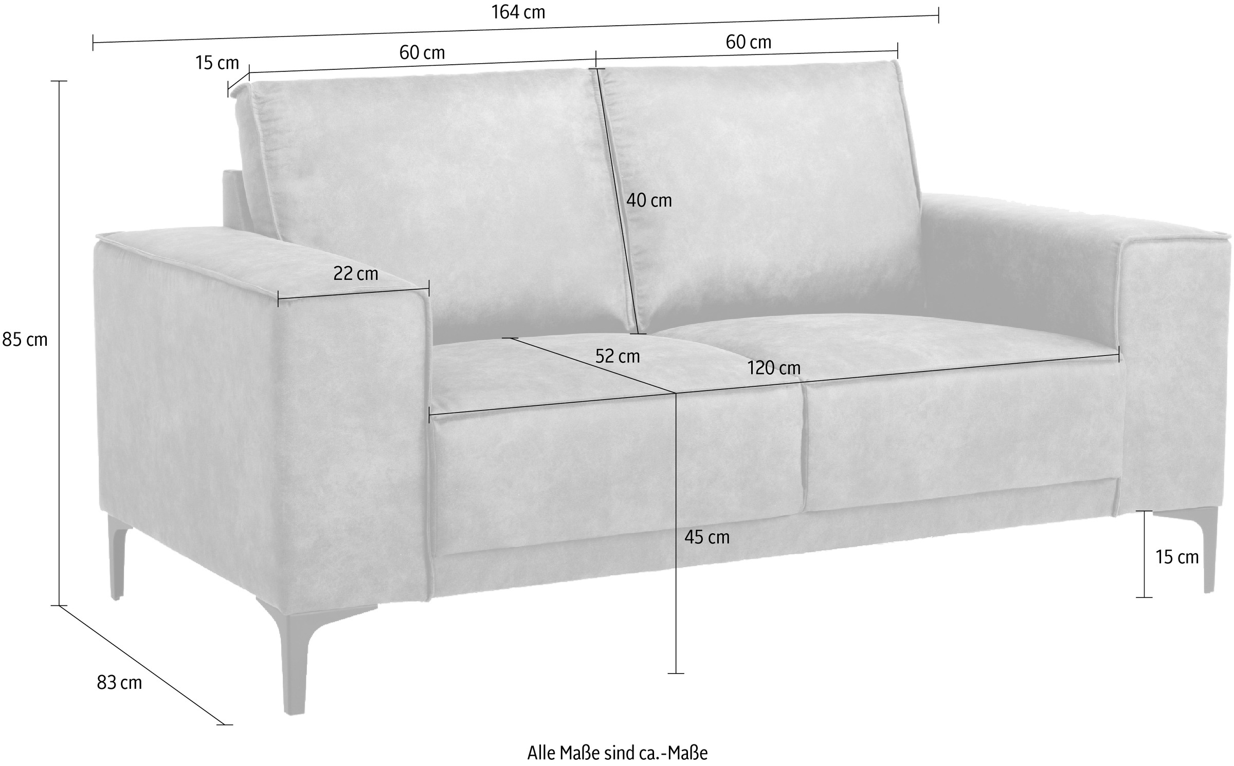 Places of Style 2-Sitzer »Oland«, im zeitlosem Design und hochwertiger Verabeitung