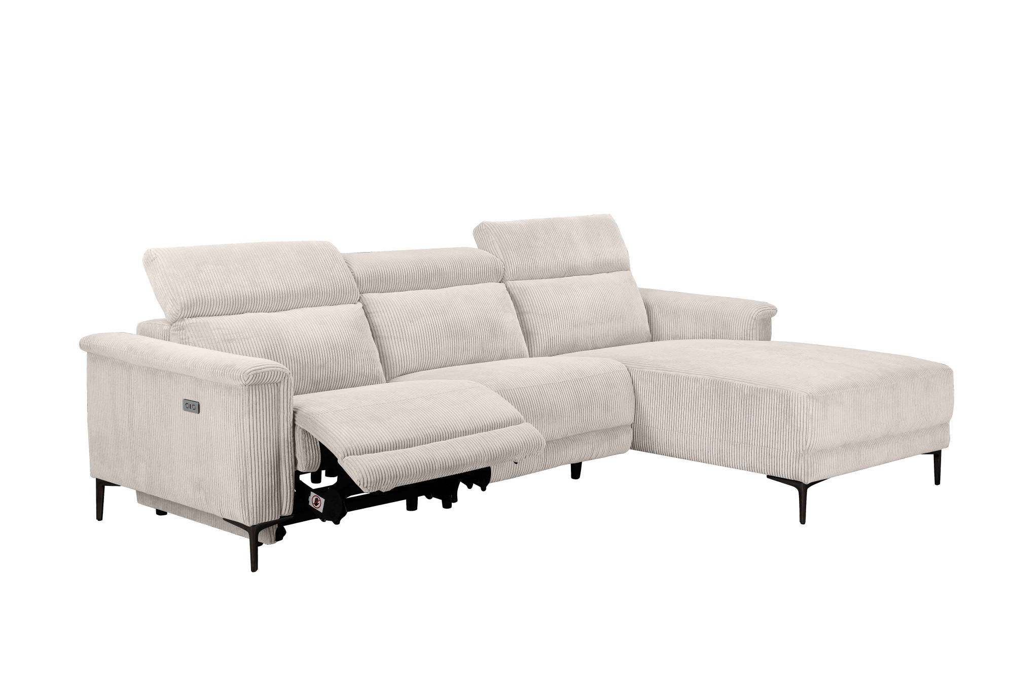 Home affaire Ecksofa »Lund in Cord, L-Form, 261 cm, manuelle und elektr. Relaxfunktion,«, USB-C und Kopfteilverstellung