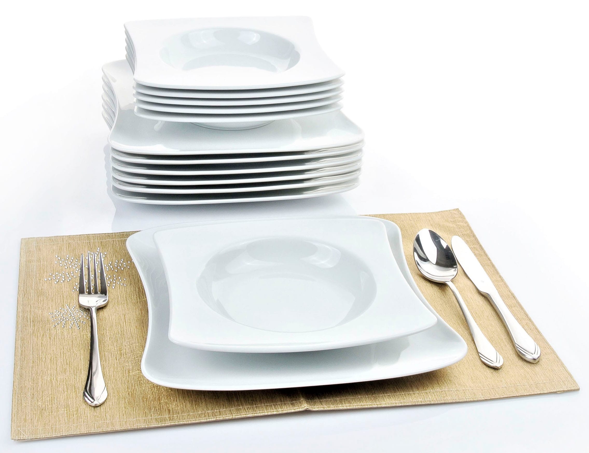 Retsch Arzberg Tafelservice »Geschirr-Set SANDY« Teller Set, weiß, Made in Germany, 12 Teile, für 6 Personen