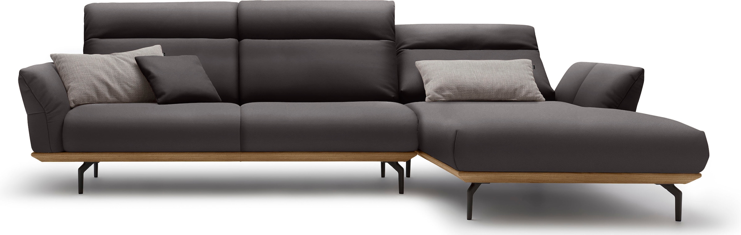 Creation BY ROLF BENZ Ecksofa »CR.460«, Sockel in Nussbaum, Winkelfüße in Umbragrau, Breite 318 cm