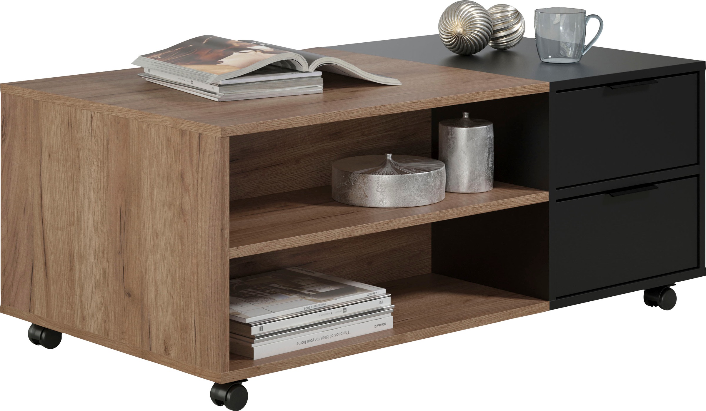 INOSIGN Couchtisch »Kriens«, Eleganter Wohnzimmertisch auf Rollen - Maße (B/T/H) 110/60/44 cm