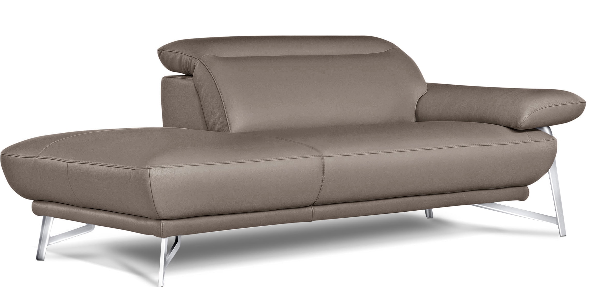 Egoitaliano Ottomane »Anais, erstklassiges Designsofa, Breite 179 cm, Fußfarbe chrom«, Kopfteil verstellbar, Leder BACIO, safari