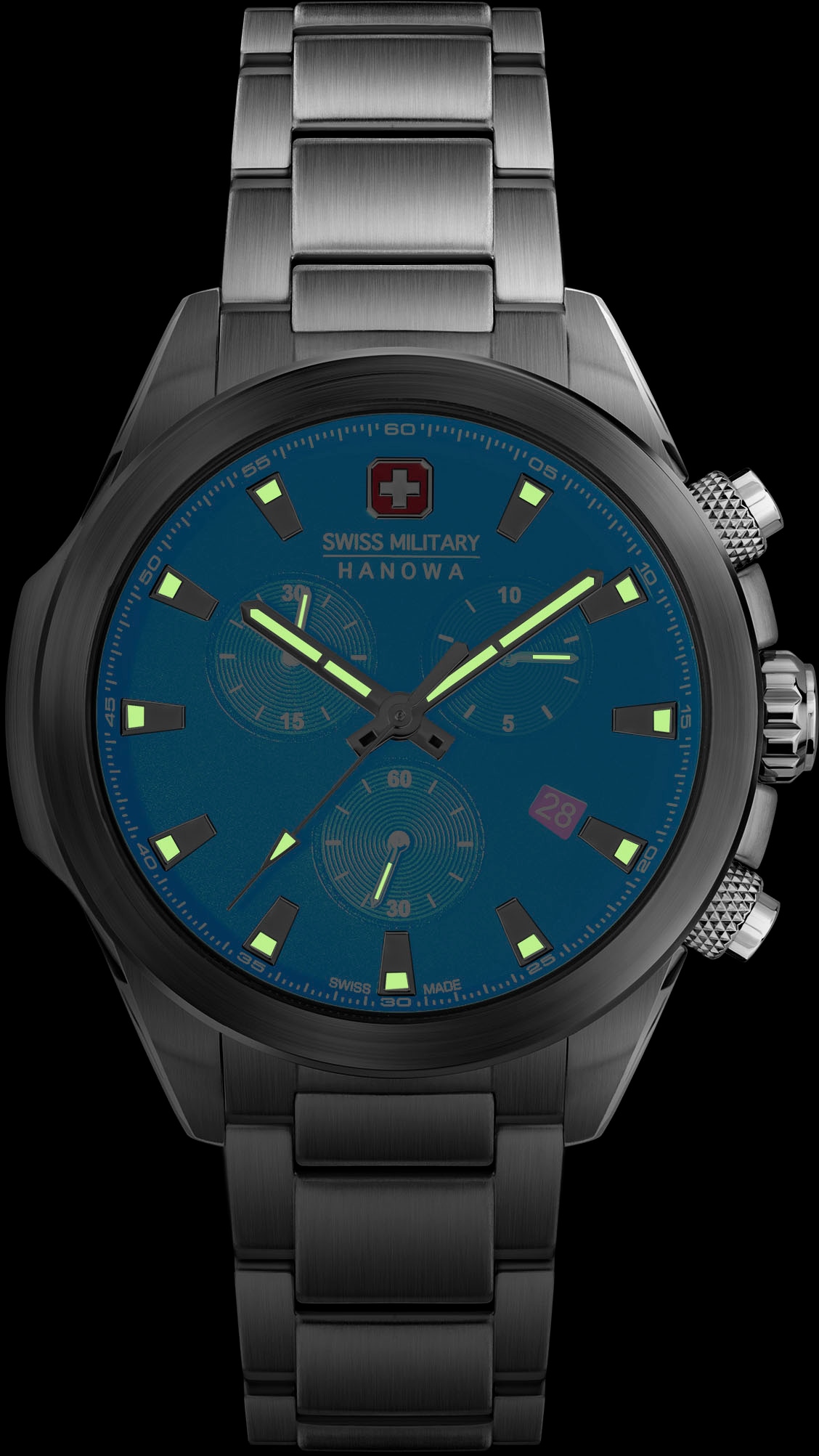 Swiss Military Hanowa Chronograph »CHIROPTERA NIGHT VISION, SMWGI0001901«, Quarzuhr, Herrenuhr, Datum, Stoppfunktion, Saphirglas, Swiss Made