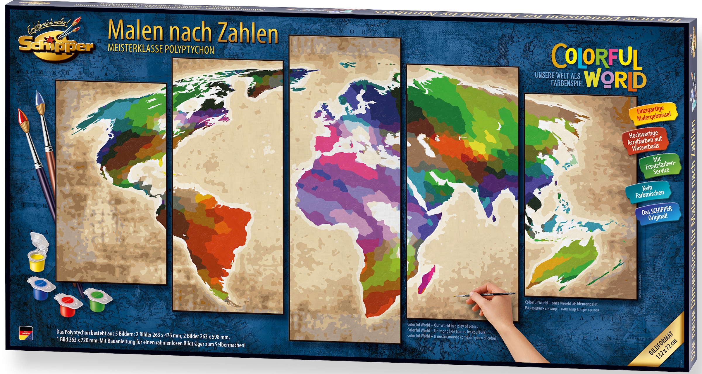 Malen nach Zahlen »Meisterklasse Polyptychon - Colorful World«, Made in Germany
