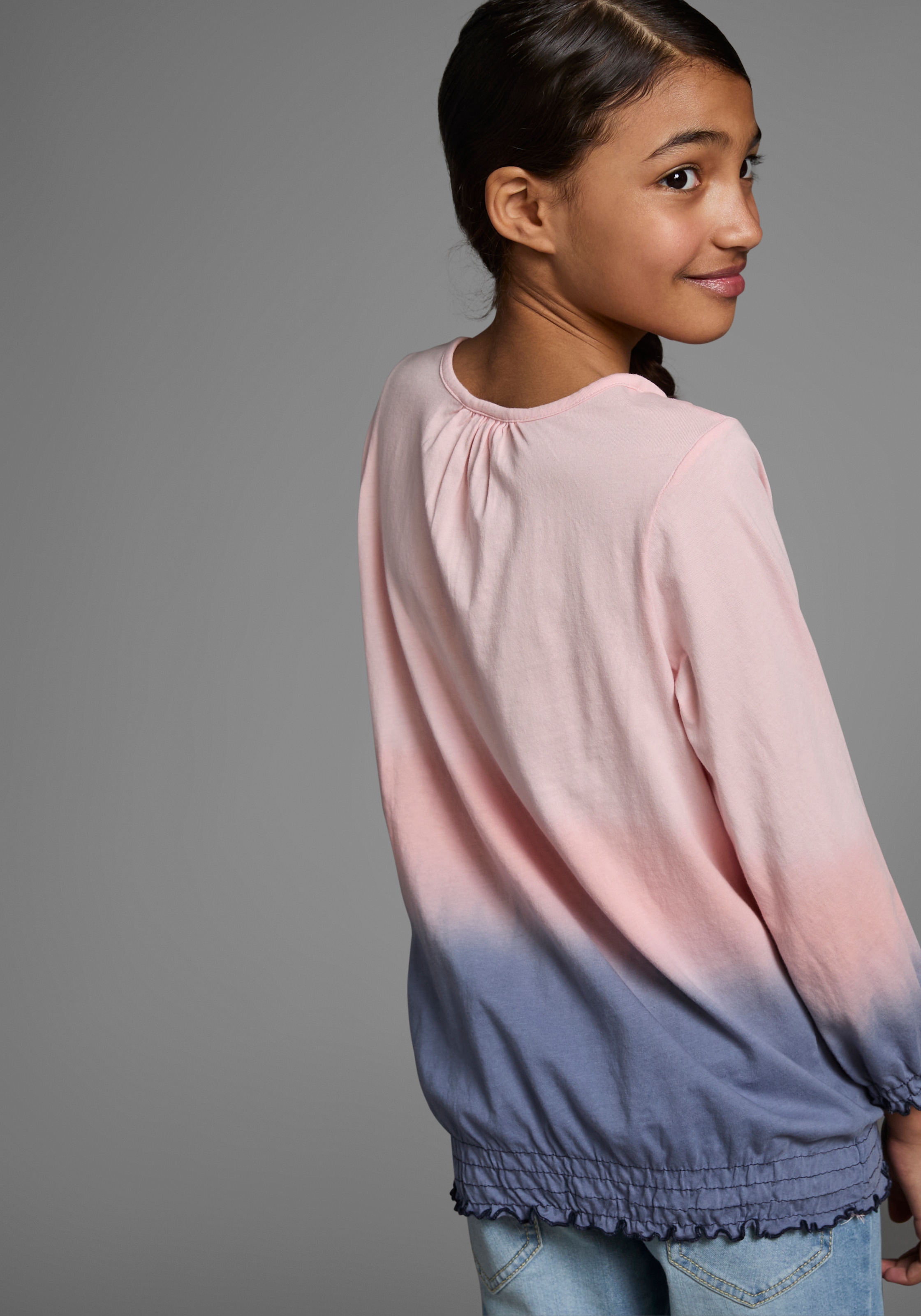 KangaROOS 3/4-Arm-Shirt, 3/4-Arm, hüftlange Passform, Batikmuster, Rundhalsausschnitt